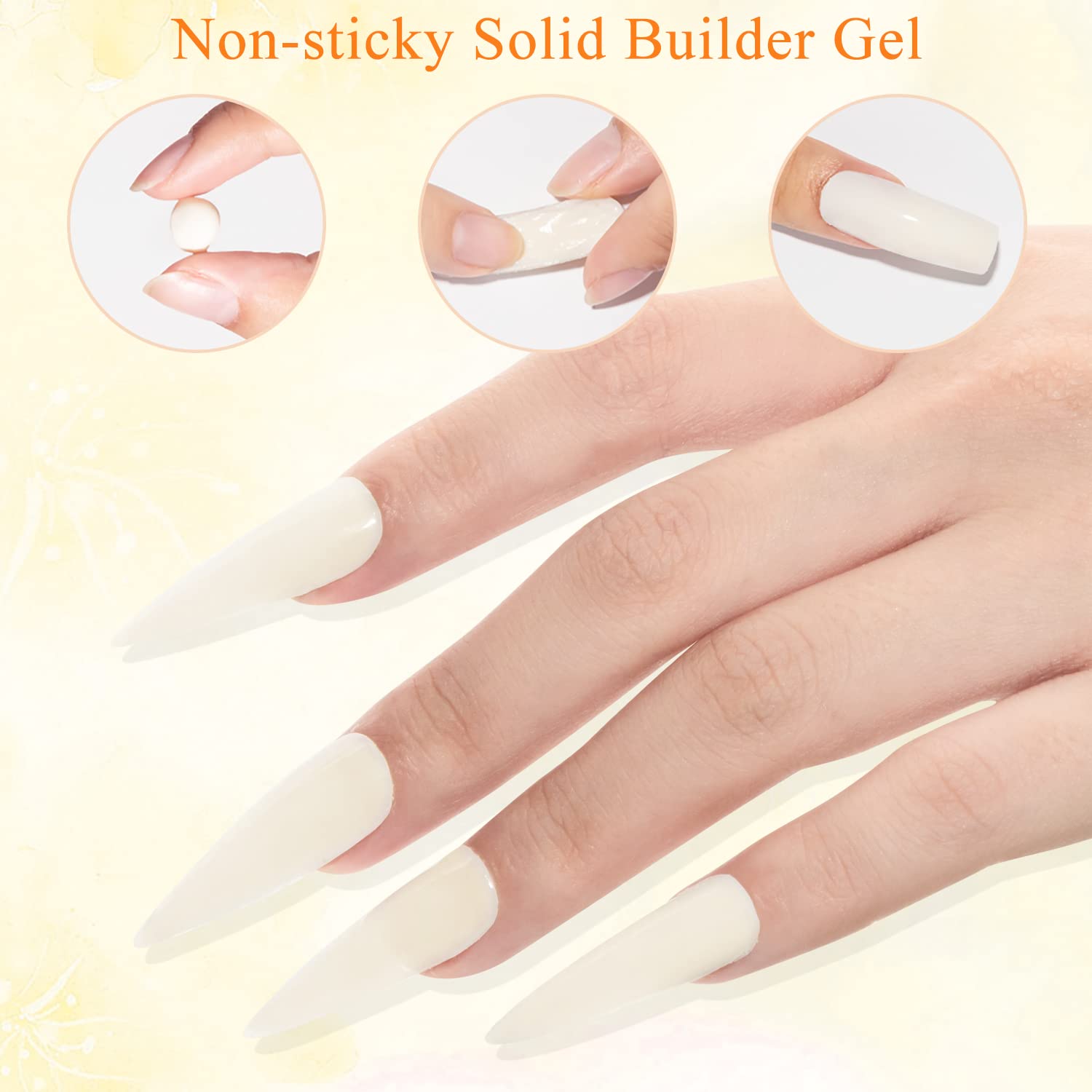 Mizhse Solid Builder Gel, Milky White Sculpting Gel Nail Extension Gel For Nail, Non-Sticky Hand Builder Gel 3D Nail Gel Carving