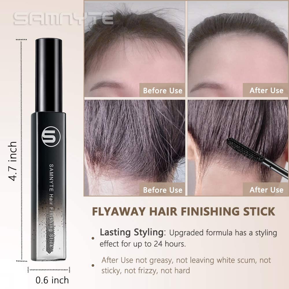 Samnyte Hair Wax Stick for Flyaways - 3 Piece Set, Long-Lasting Hold, Brown Hair Finishing Stick