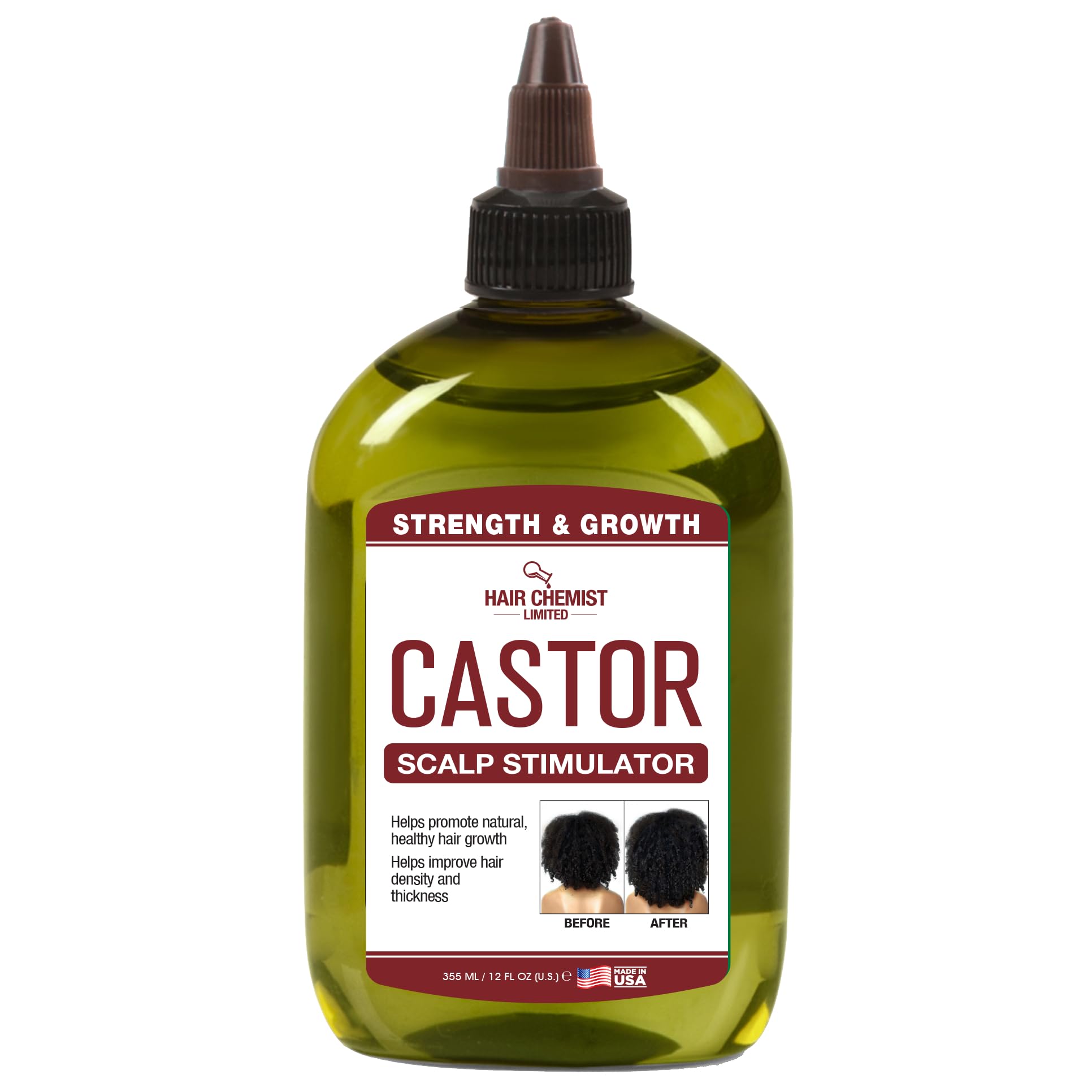 Hair Chemist Castor Strength & Growth Scalp Stimulator 12 oz.  Leave in Hair Treatment for Hair and Scalp
