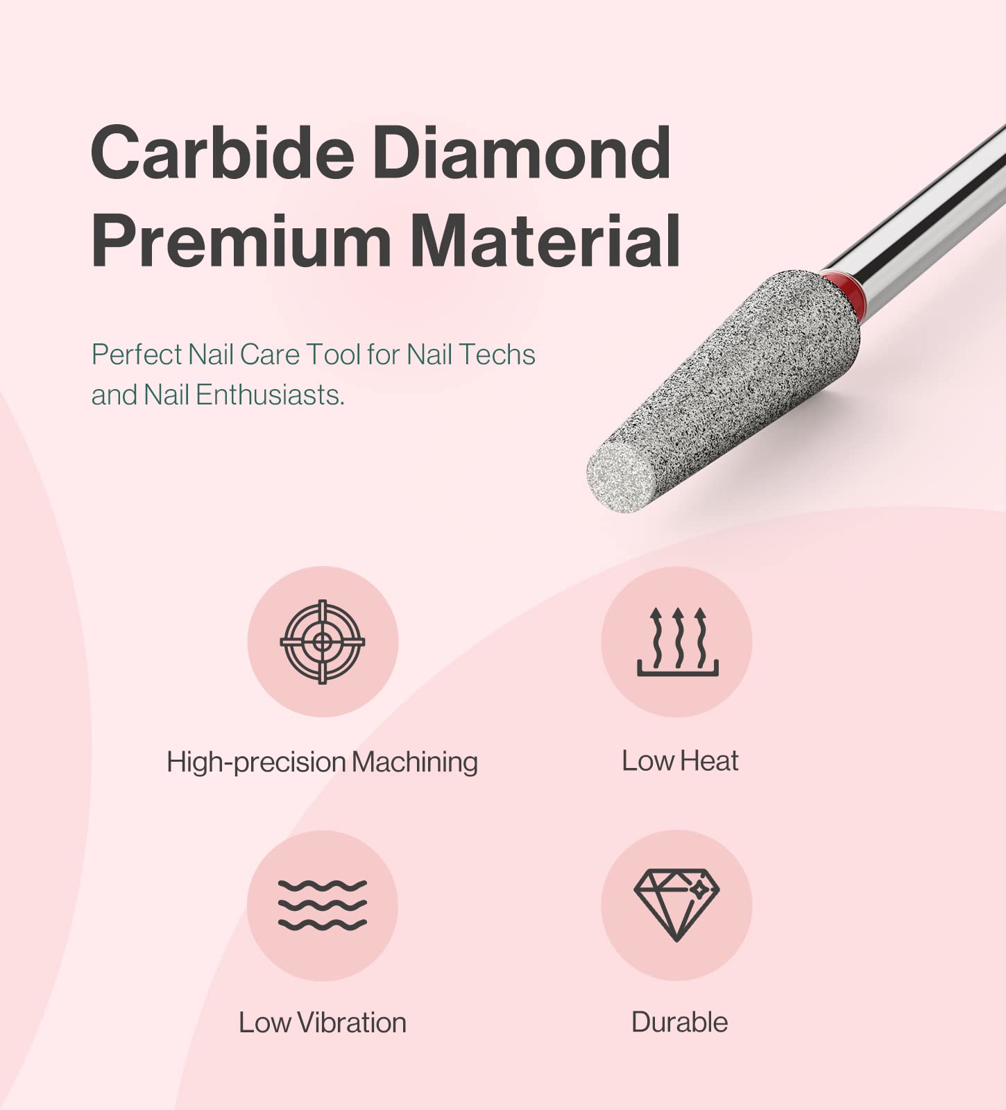 Melodysusie 4Mm Long Tapered Barrel Cuticle Clean Nail Drill Bit 3/32'', Professional Safety Carbide Diamond Under Nail Cleaner