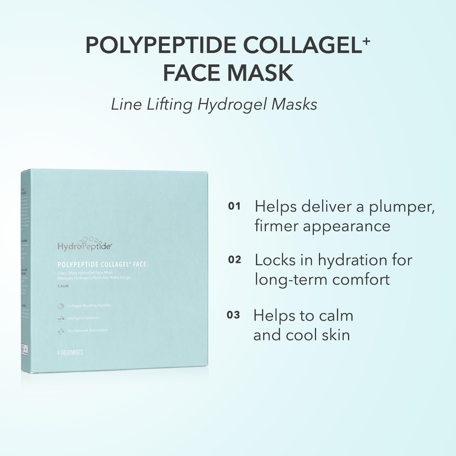Hydropeptide Polypeptide Collagel Plus Line Lifting Hydrogel Mask For Face Treatment Unisex 4 Pc
