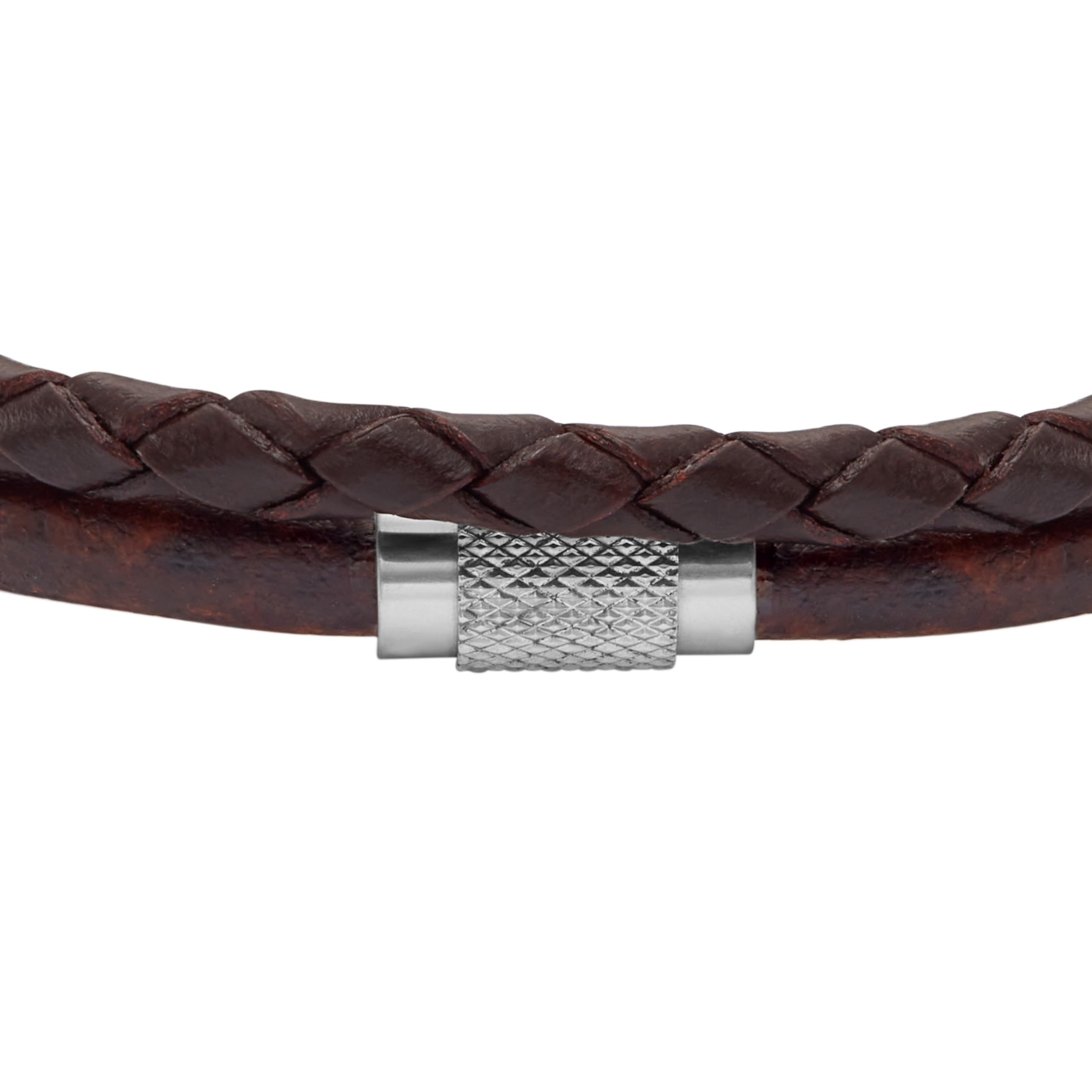 Fossil Men's All Stacked Up Brown Leather Multi-Strand Bracelet, Color: Brown (Model: JF04702040)