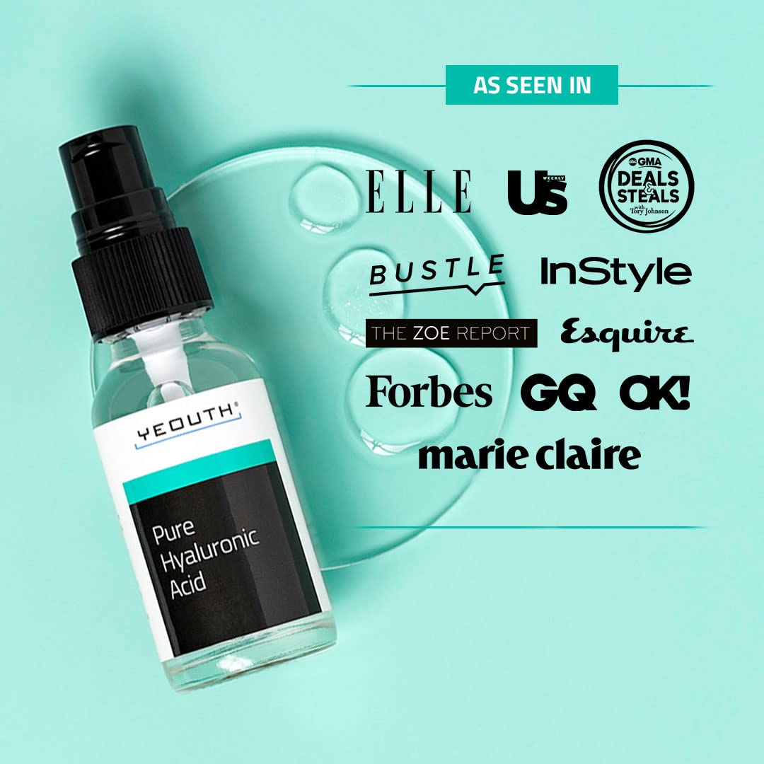 Yeouth Pure Hyaluronic Acid Serum For Face, Hydrating Serum For Face, Wrinkles, Dark Spots & Dull Skin, Anti Aging Serum, Hyalur