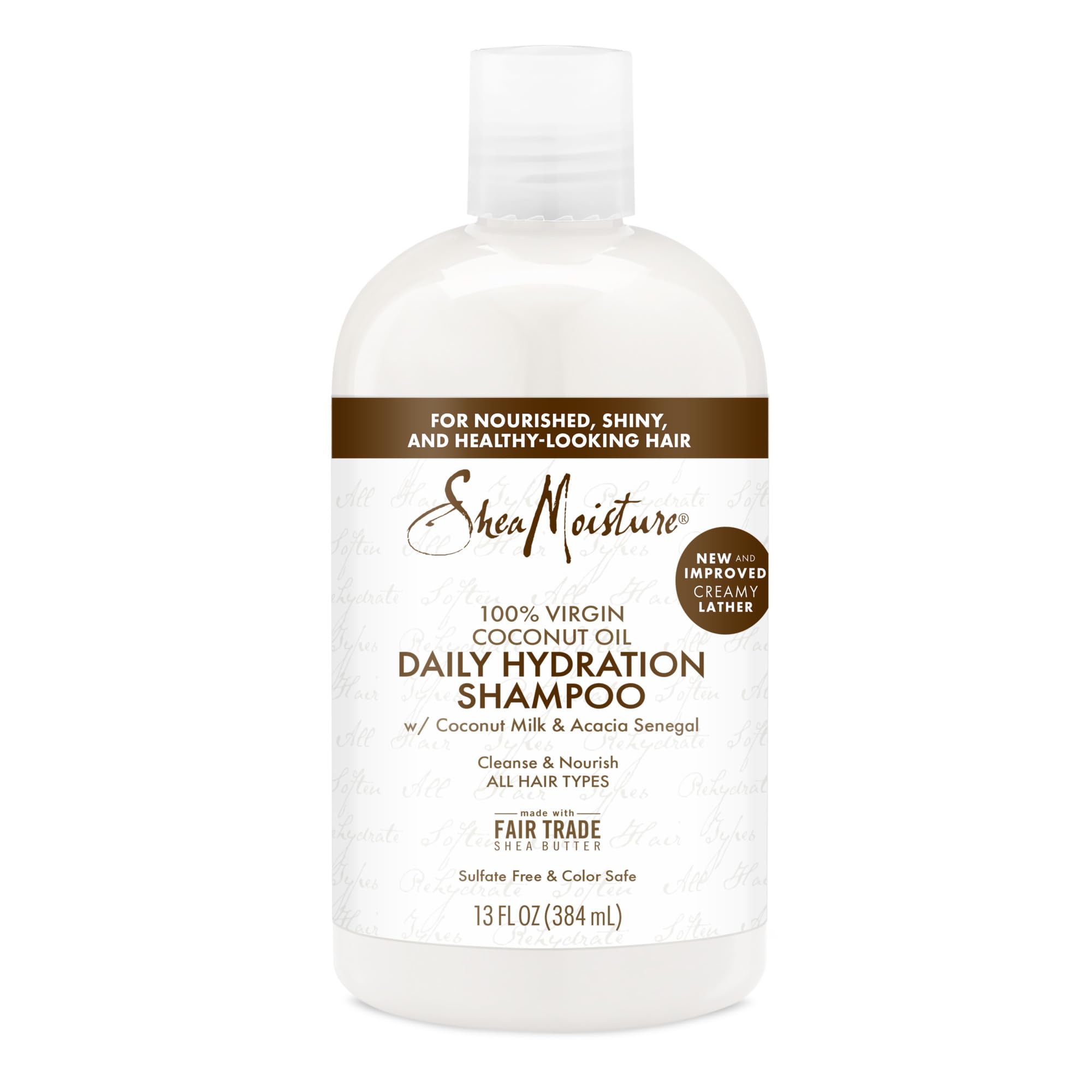 Shea Moisture Daily Hydration Shampoo hair care for all hair types 100% Virgin Coconut Oil with Coconut Oil, Coconut Milk, Acaci