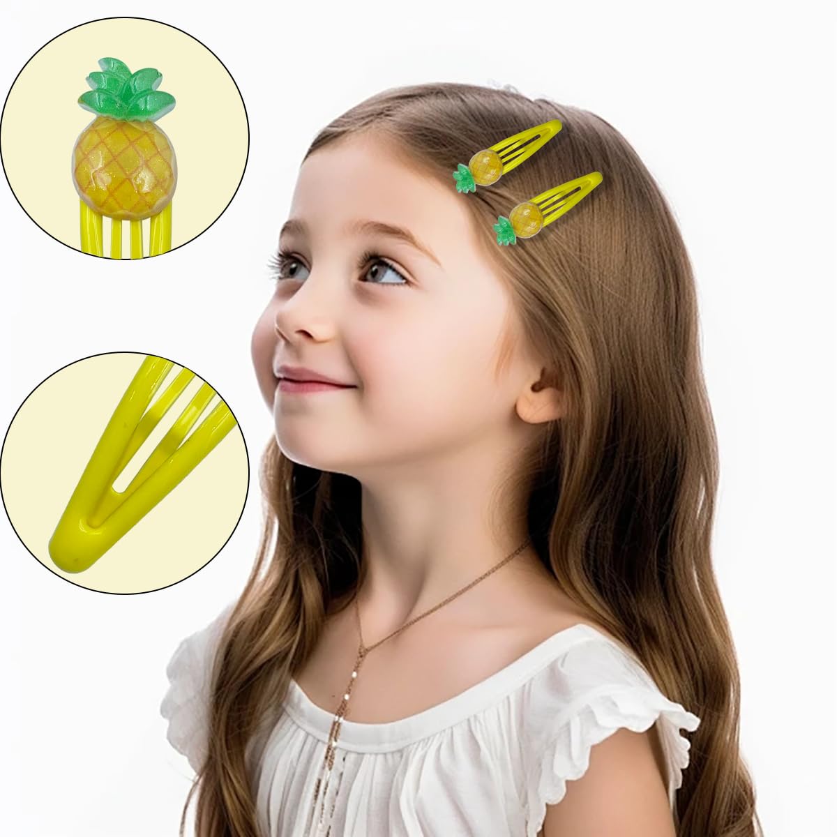 20 Pcs Pineapples Snap Hair Clips Fruit Snap Barrettes Pineapples Hair Barrettes for Girl Fruit Snap Hairpins for Girl Women