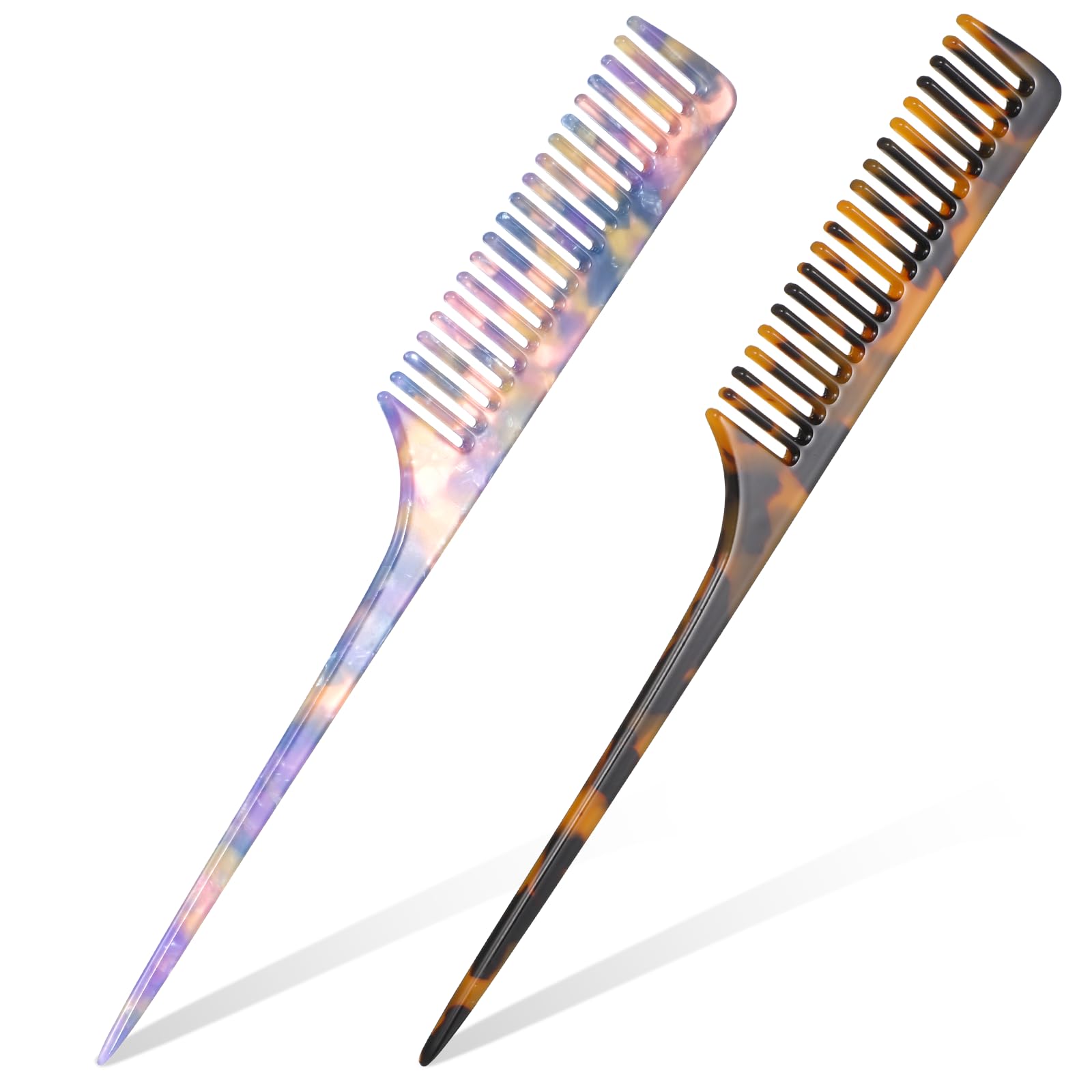 2 Pcs Rat Tooth Comb Rat Tail Combs for Women Hair Comb with Pick Fine Tooth Pin Parting Combs for Braiding Salon Hair Stylists 