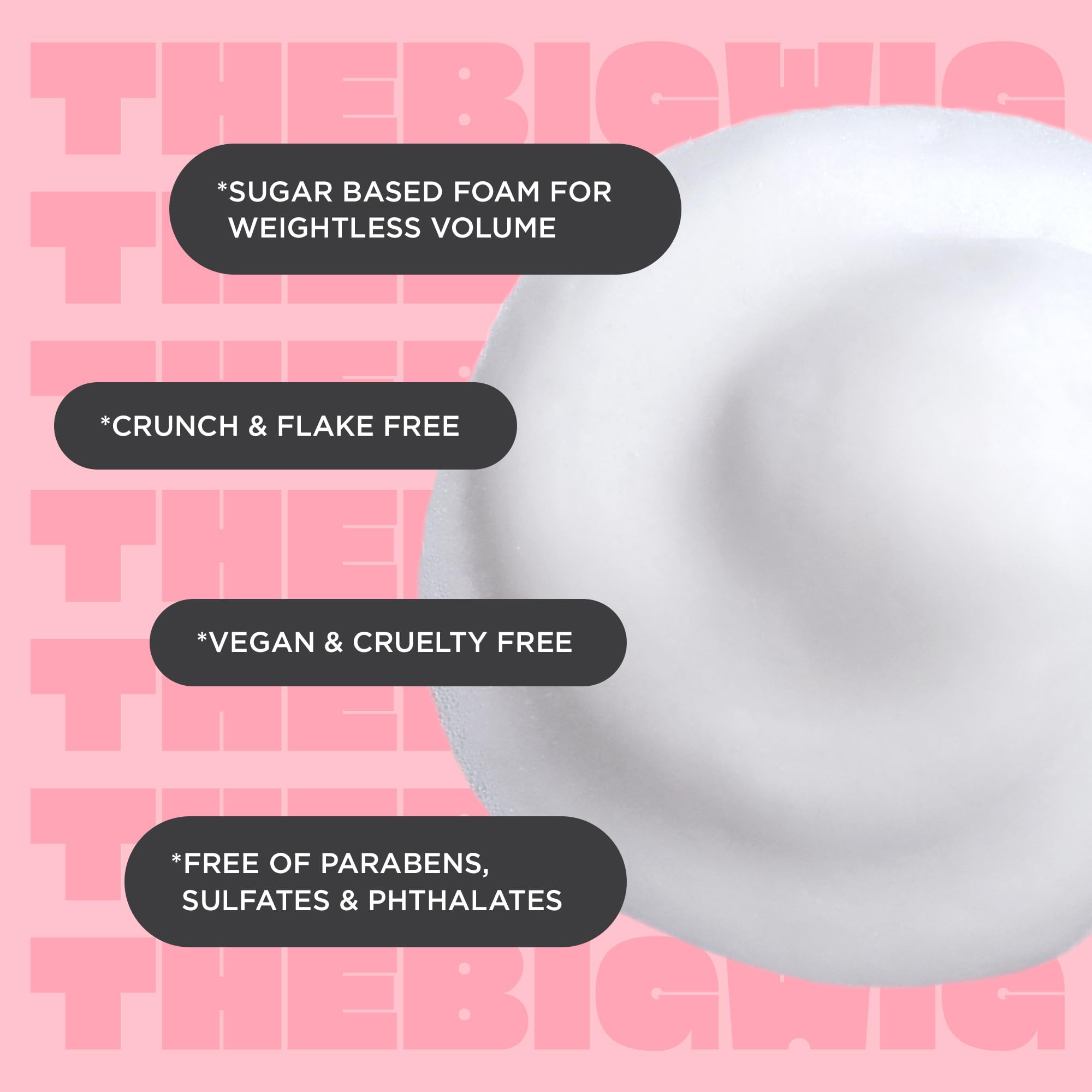 Cake Beauty Volumizing Mousse, The Big Wig - High Volume, Flexible Hold Hair Mousse with 450 F Heat Protection - For All Hair Ty