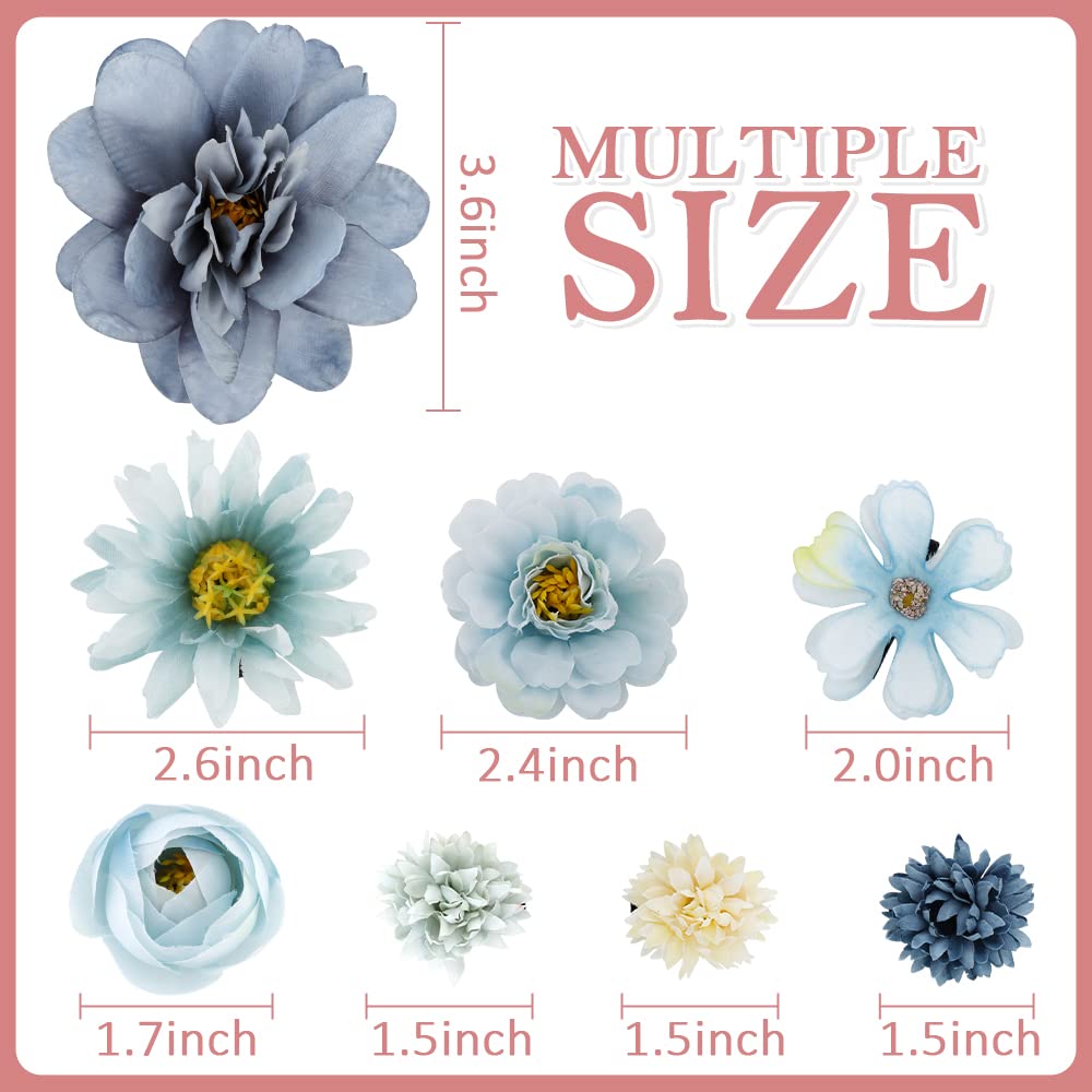 Ahoney 12 Pieces Bohemian Flowers Hair Clips For Women Girls, Hawaiian Artificial Multiple Flower Chiffon Flower Hair Pin Hair A