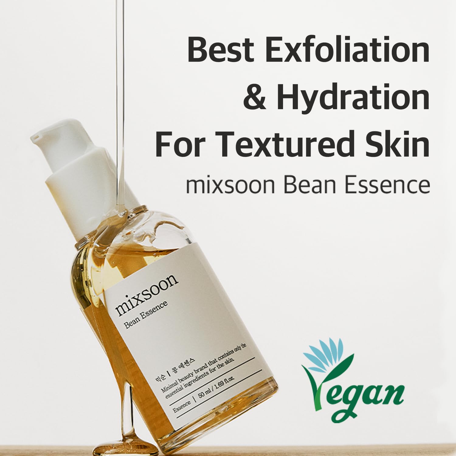 Mixsoon Bean Essence, Vegansnail, Exfoliating Essence For Face, Hydrating Korean Skin Care,Glassskin 1.69 Fl.Oz/50Ml