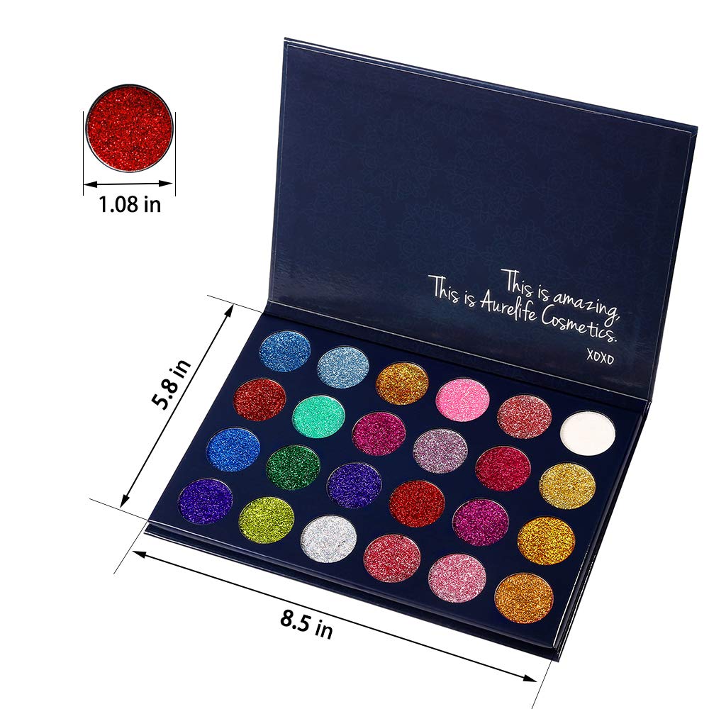 Aolailiya 24 Color Pressed Glitter Eyeshadow Palette - Mineral Ultra Shimmer Makeup Palette Eye Shadow Powder Long Lasting Water
