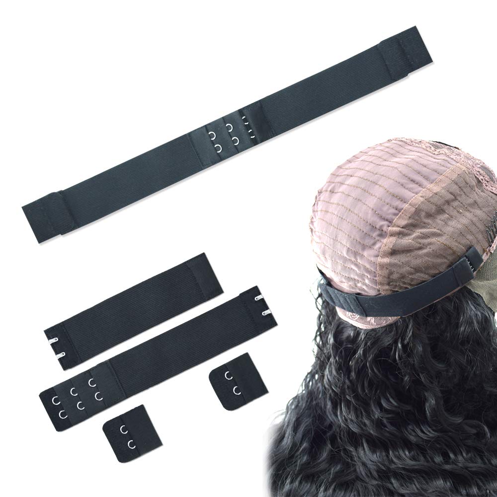 Dreamlover Elastic Bands for Wig, Adjustable Wig Strap to Secure Wig, Wig Band with Hooks for Sewing, 4 Sets