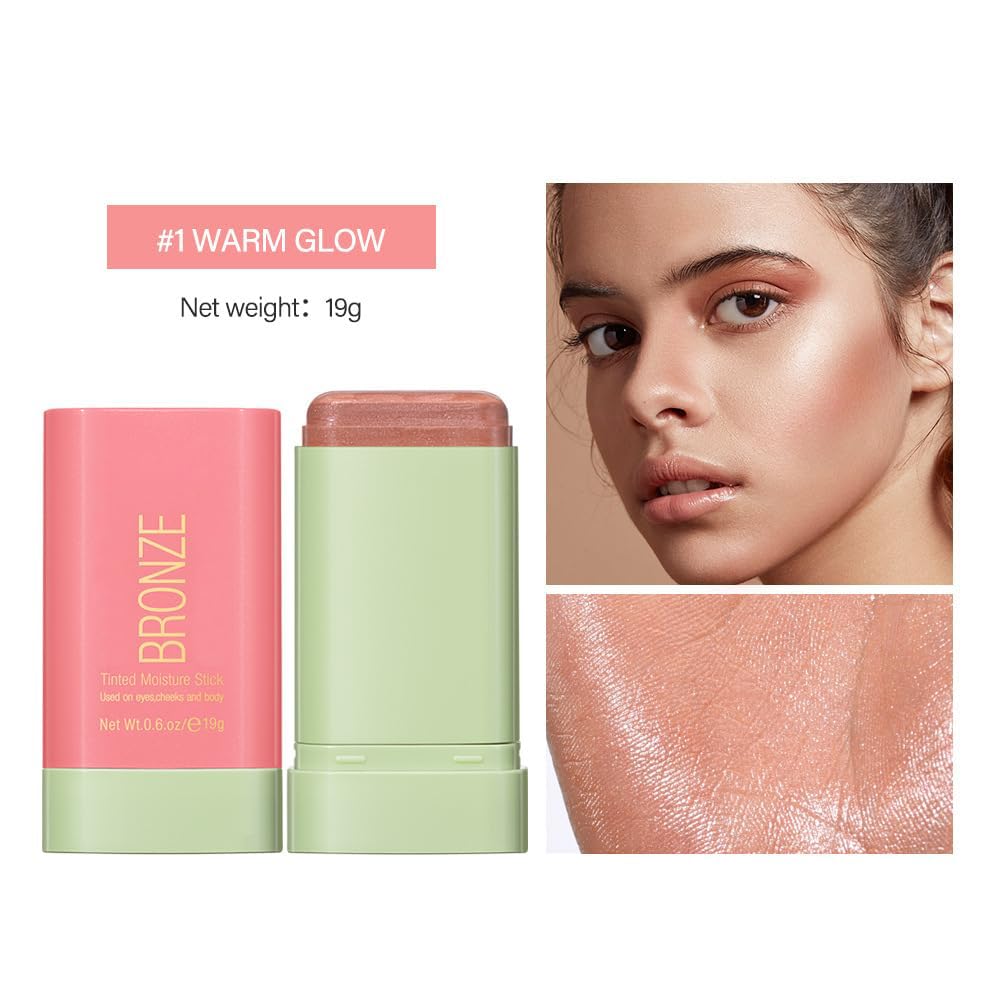Tiejdhr Multi-Use Makeup Blush Stick, Beauty Tinted Solid Blush Stick,Facial Contouring Highlight & Brighten Face Stick, Waterpr