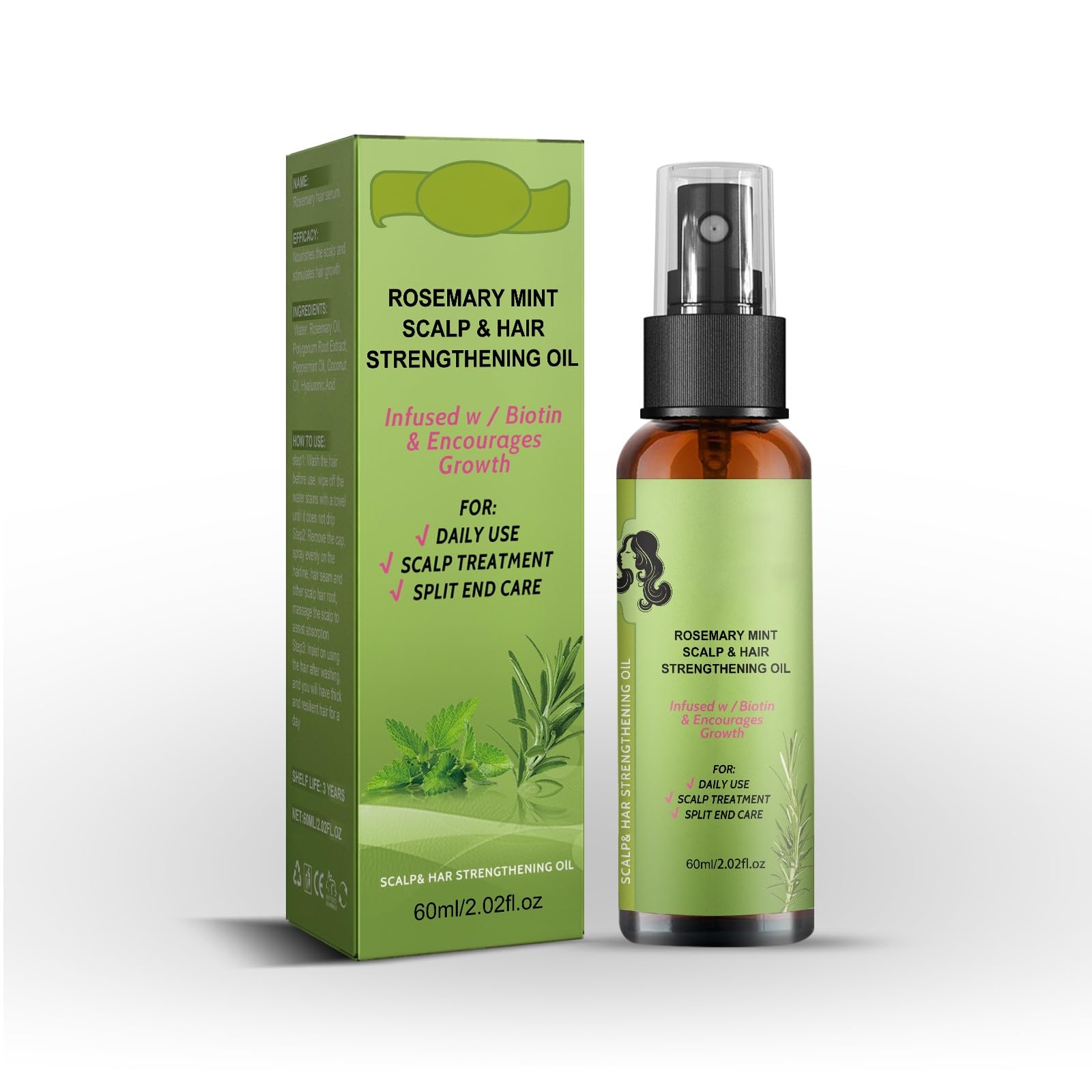 Rosemary Mint Scalp & Hair Strengthening Oil, 60 ml