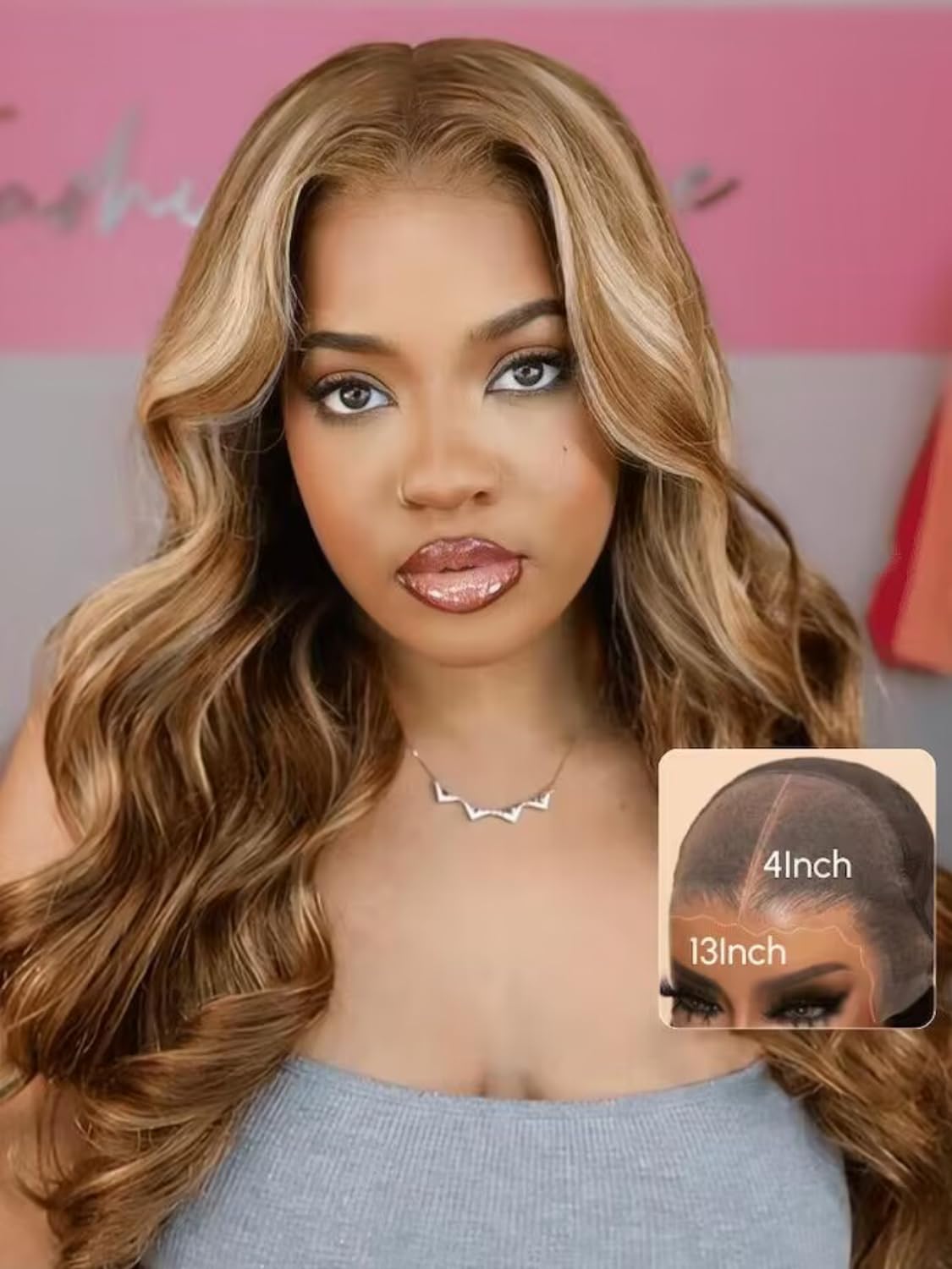 Unice Pre Everything 13X4 Pre Cut Lace Front Glueless Wig Brown Blonde Highlight Body Wave Wig Pre Bleached Invisible Bye Bye Kn
