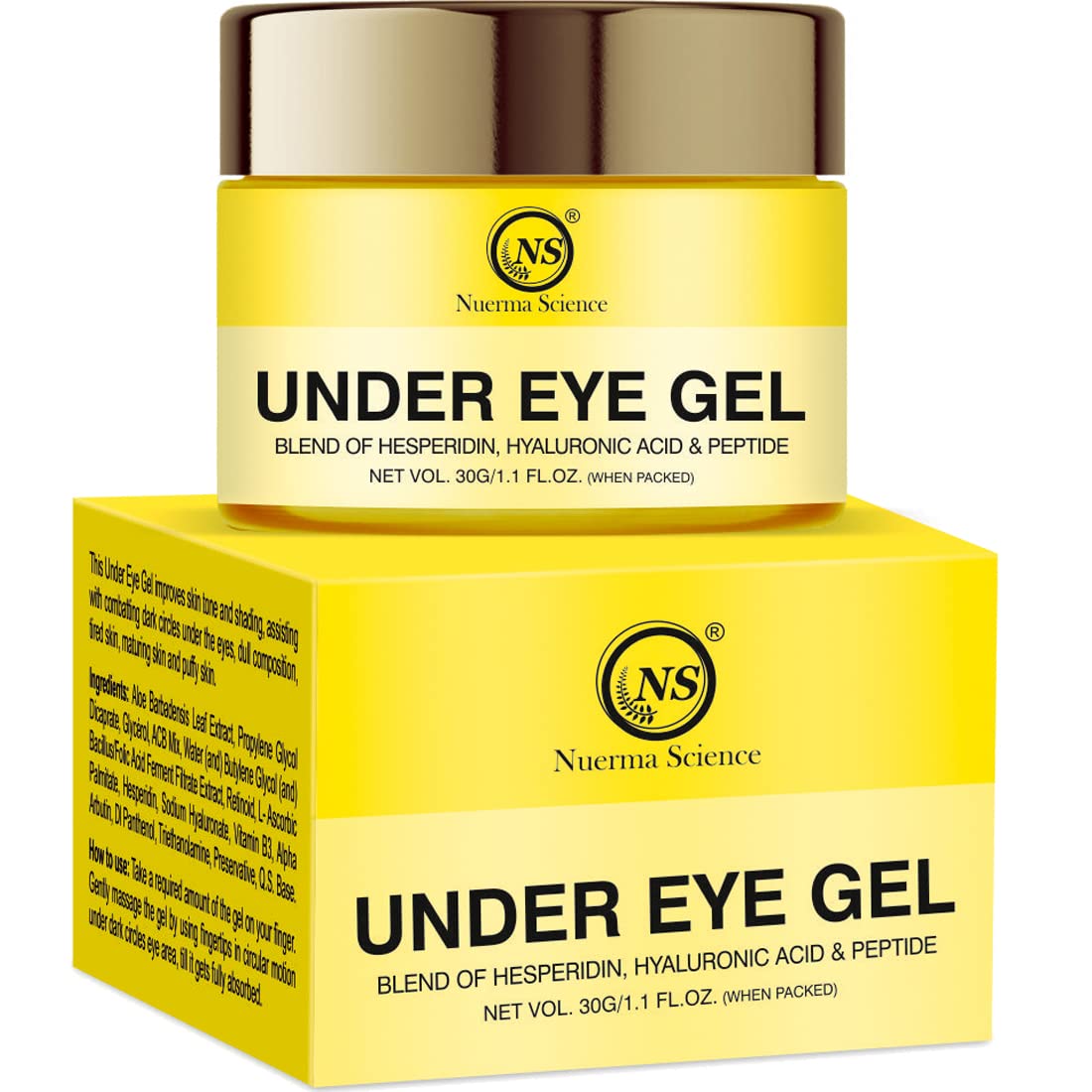 Nuerma Science Under Eye Gel For Reduce Dark Circles, Wrinkles, Fine Lines & Provide Lightening Moisturize Skin Tone With Peptid