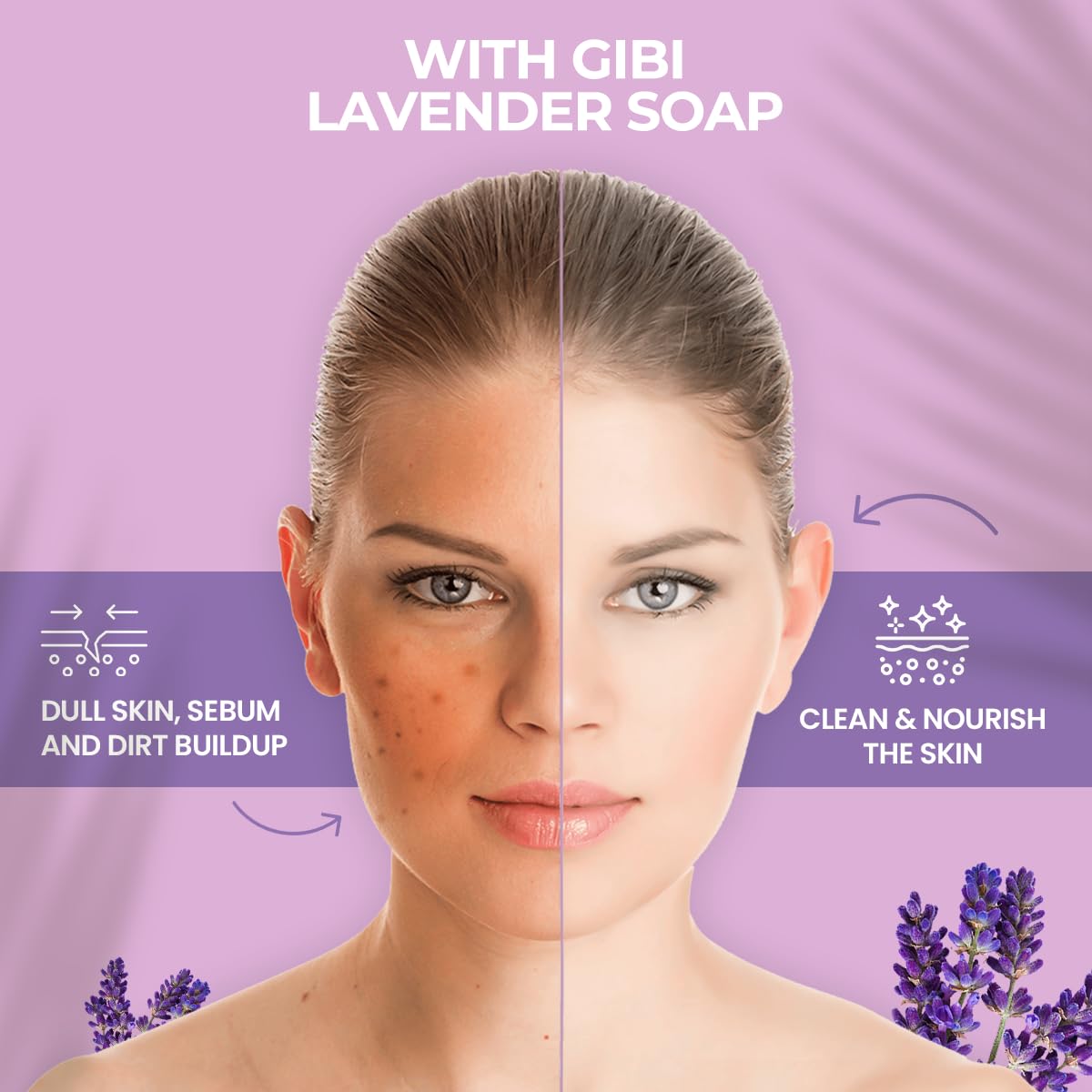 Gibi Lavender Soap Bar - 7.06 Oz Moisturizing Lavender Soap For Face & Body - Hydrates & Revitalizes Skin - Pure Natural Lavende