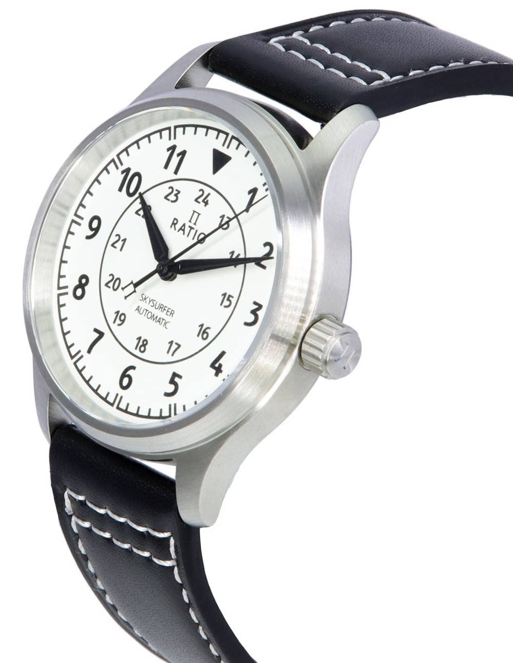 Ratio Pilot Style Watches Analog Dispaly Full Luminous Japanese Automatic 12/24 Hours Time Display 200M Water Resistant Casual W