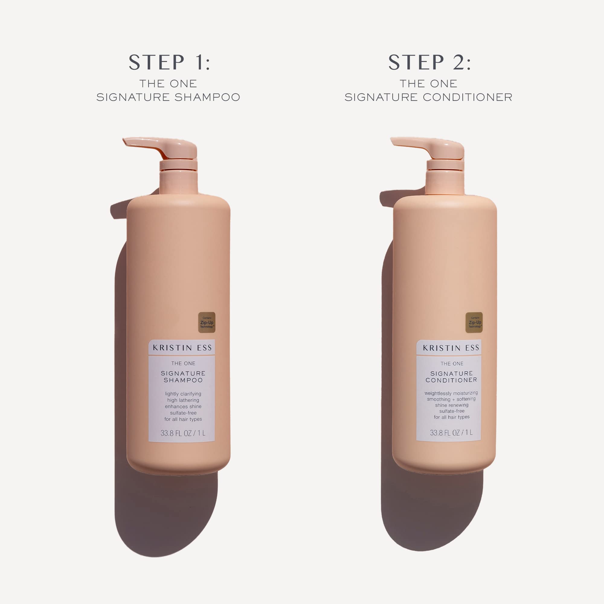 Kristin Ess Signature Shampoo and Conditioner Set with Pumps | Daily Sulfate Free, Color Safe, Hydrating, Moisturizes, Adds Soft