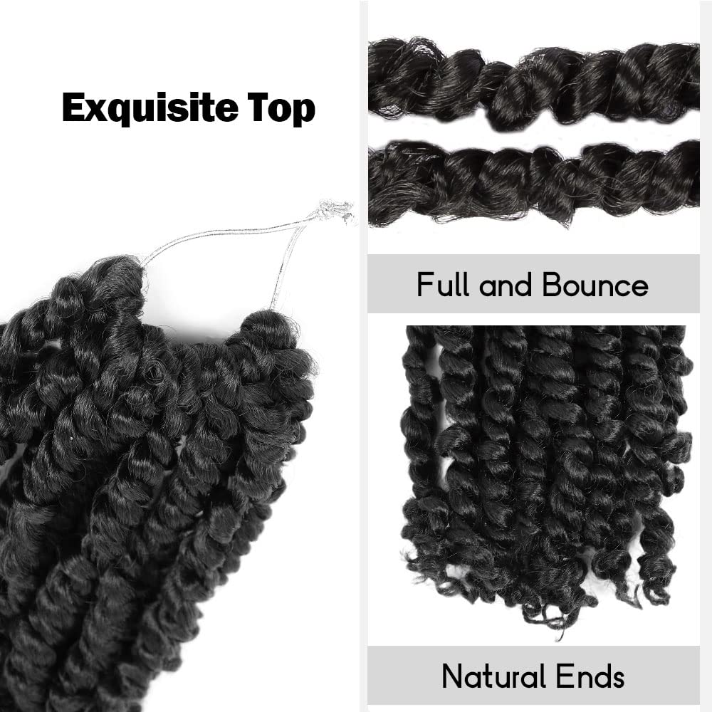 Wudas Long Passion Twist Hair 22 Inch Pre-Twisted Passion Twists Crochet Hair Off Black Pre-Looped Synthetic Crochet Braids (7 P