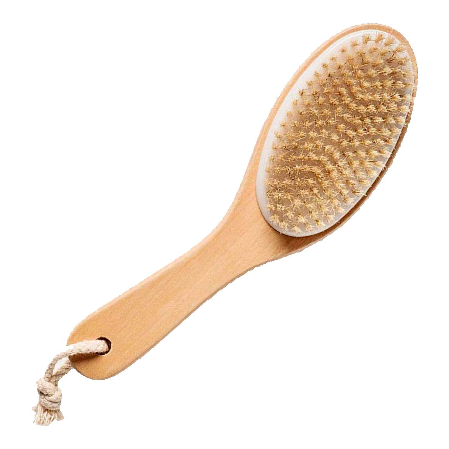 RED SQUARE Wooden Bath Brush for Dry Brushing | Natural Boar Bristles with Contoure Angled Wooden Handle | Dry Brushing Removes 