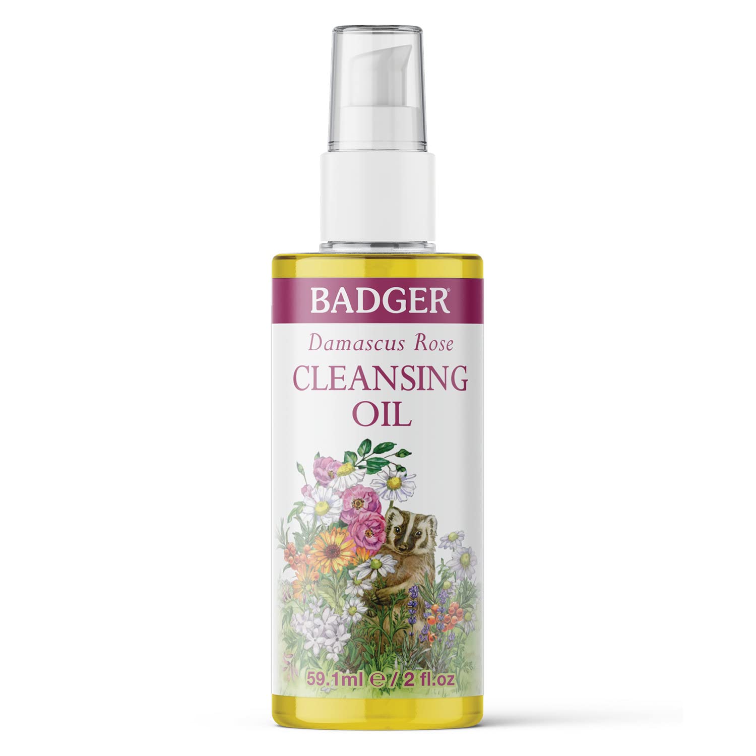 Badger - Face Cleansing Oil, Damascus Rose, Certified Organic Face Oil Cleanser, Natural Facial Cleansing Oil, Natural Oil Clean