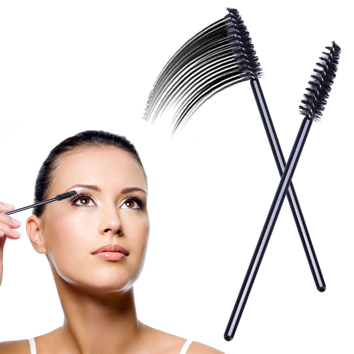 Disposable Mascara Wands Brush Makeup Spoolies Bulk For Eyelash Extensions, Black (1000 Pieces)