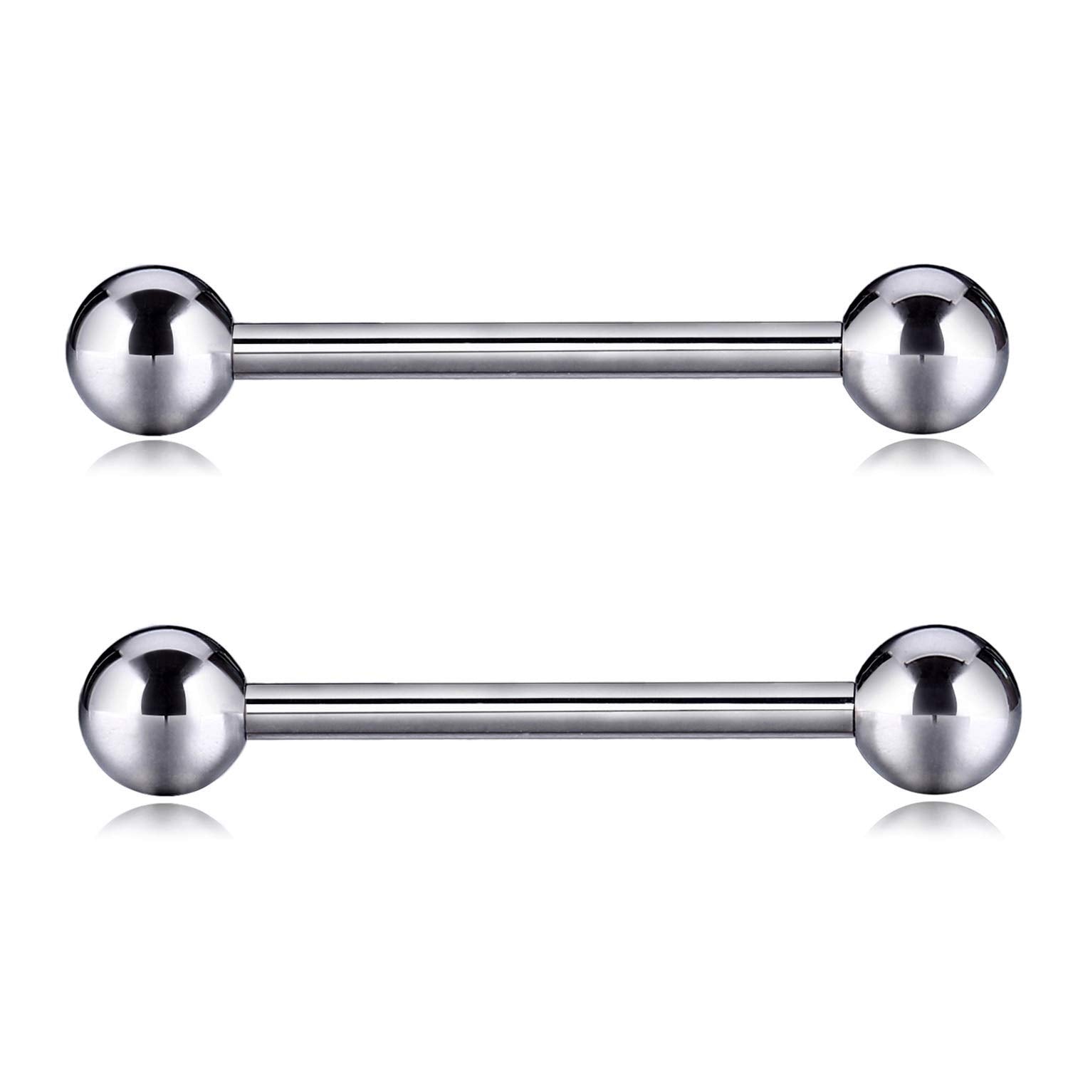 PEAKLINK G23 Titanium Nipple Barbell 14 Gauge Straight Bar Body Jewelry Barbell Eyebrow Internally Threaded Tongue Piercing 16mm