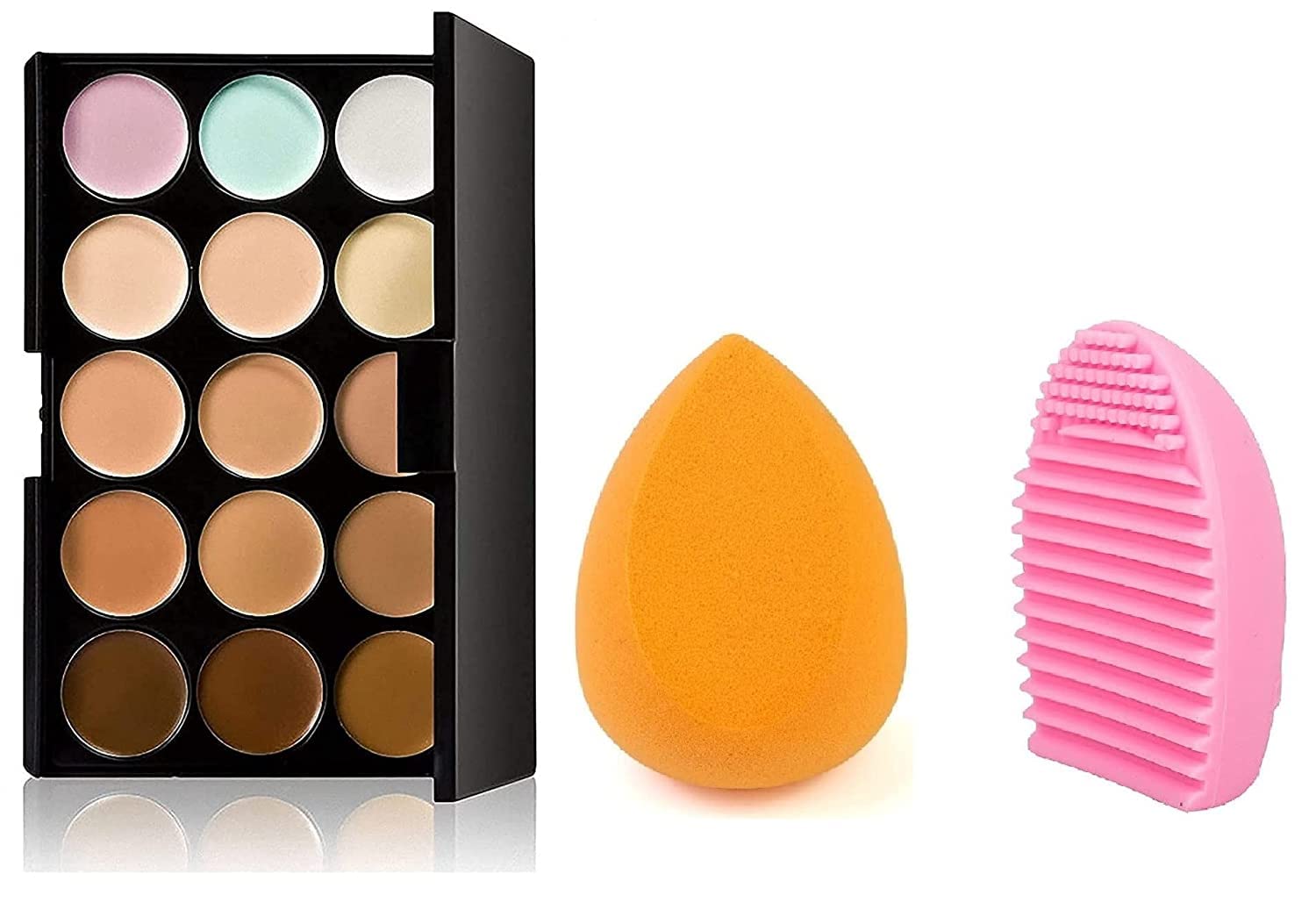 Leticia 15 Color Cream Concealer Palette With Makeup Sponges LatexFree Blender For Foundations& Powders& Creams& Liquids + Make