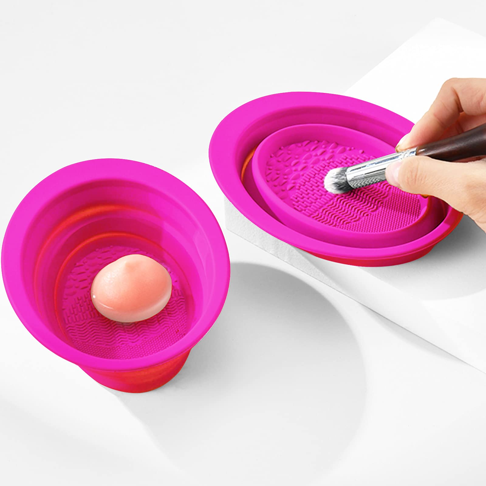 Makeup Brush Cleaning Mat, Silicone Makeup Brush Scrubber, Cosmetic Brush Cleaner, Brush Cleaning Pad, Foldable Makeup Brush Cle