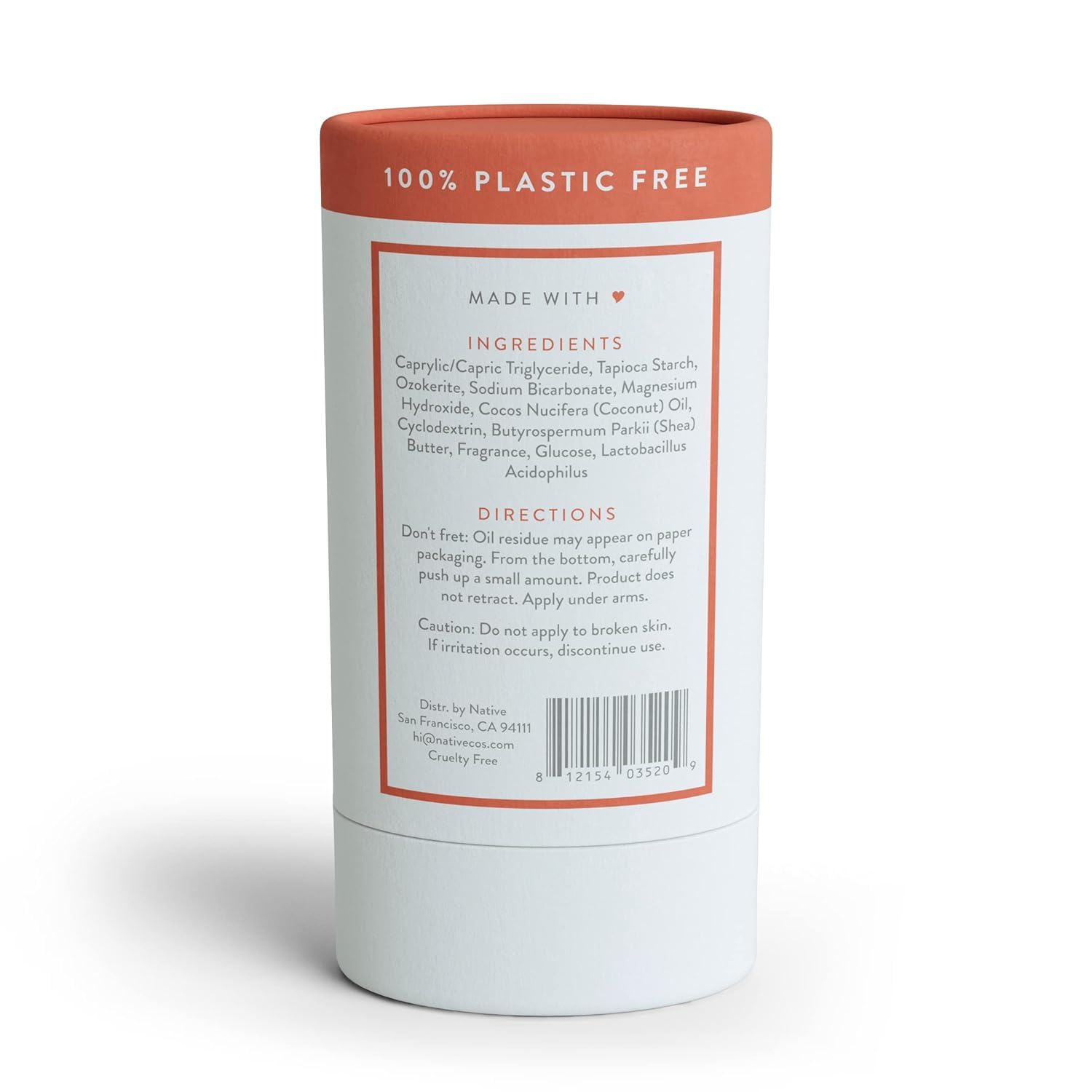 Native Plastic Free Deodorant  Natural Deodorant for Women and Men, Aluminum Free with Baking Soda, Probiotics, coconut Oil and