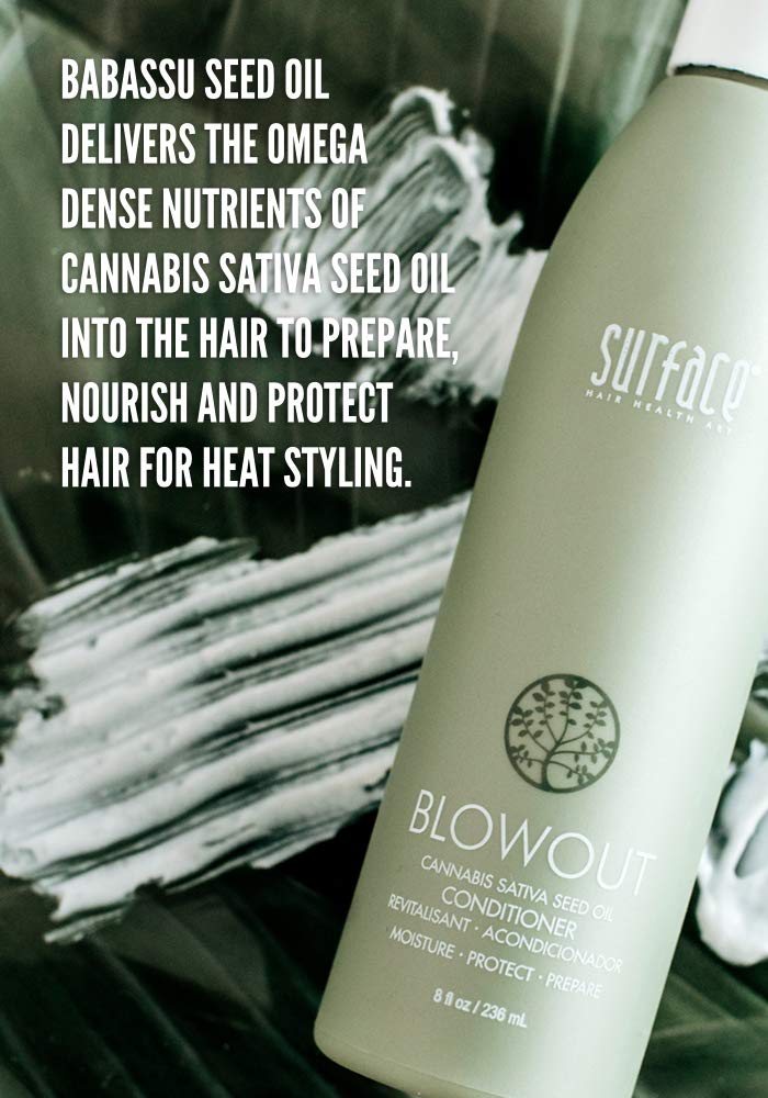 Surface Hair Blowout Conditioner For Women And Men, 8 Oz - Organic Conditioner And Heat Resistant Hair Style Protector With Baba