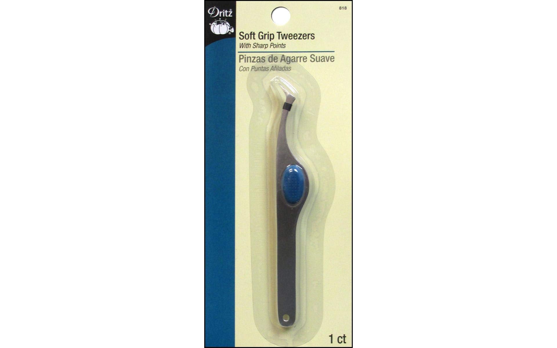 Dritz 818 Soft Grip Tweezers, 4 inches, Silver
