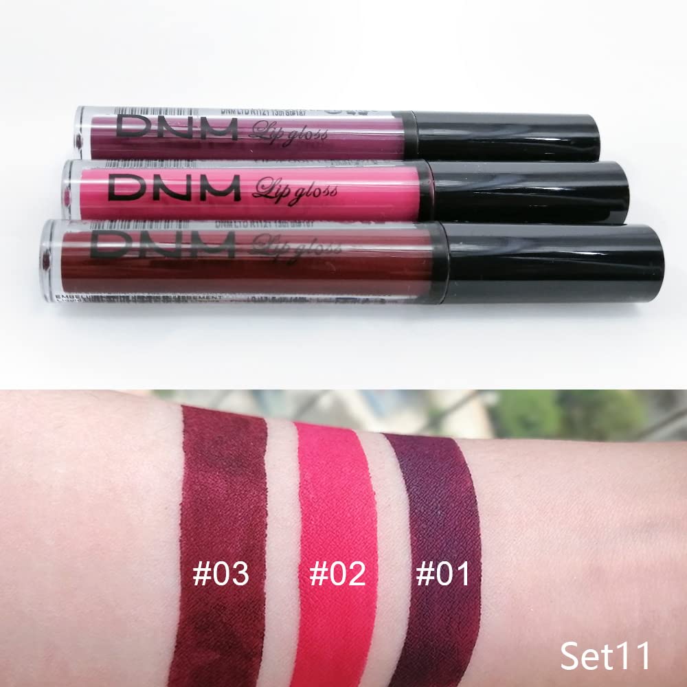 Amy'S Diary 3Pcs Dark Red Purple Matte Liquid Lipstick Sets, Matte Lipstick Lip Stain Long Lasting 24 Waterproof Lip Gloss Gift