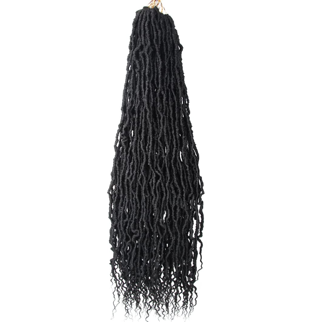 BOHOBABE 30 Inch New Faux Locs With Curly End 6 Packs Soft Locs Crochet Hair 72 Strands Long Natural Crochet Braids (6Packs,2#)