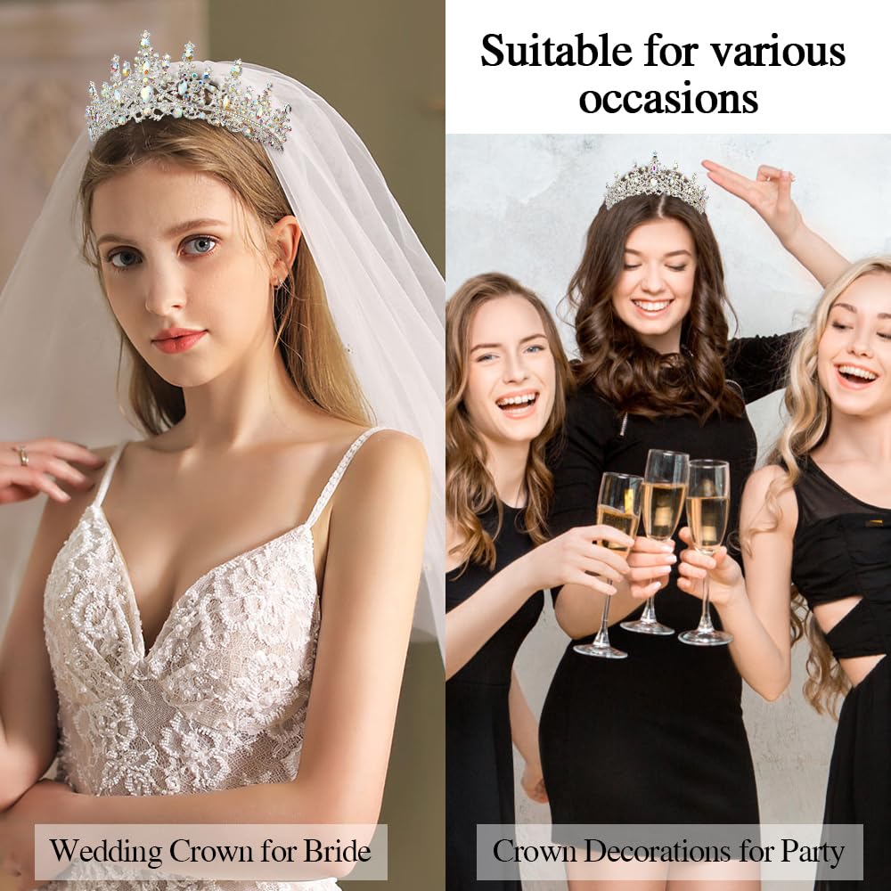 ATODEN Birthday Queen Sash Silver Tiara Crown Tiaras and Crowns for Women Girls Crystal Princess Tiara AB Rhinestone Headbands Q