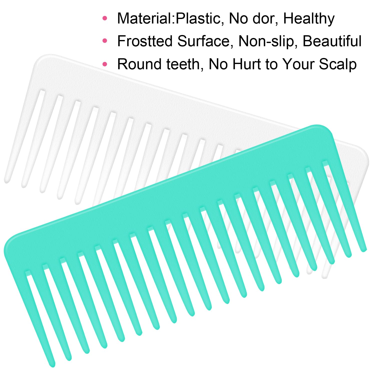 Wide Tooth And Large Detangling Comb Set For Long, Curly, Wet Hair - No Handle Styling, Shampoo, And Detangling Combs (2 Pieces