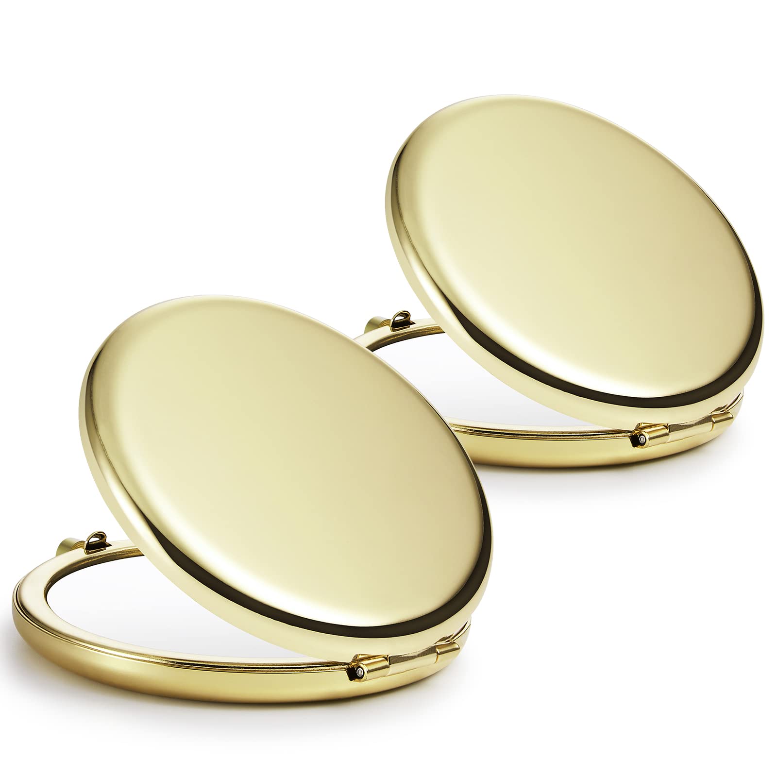 Getinbulk Compact Mirror Bulk, Set Of 2 Double-Sided 1X/2X Magnifying Purse Pocket Makeup Mirrors(Round, Gold)