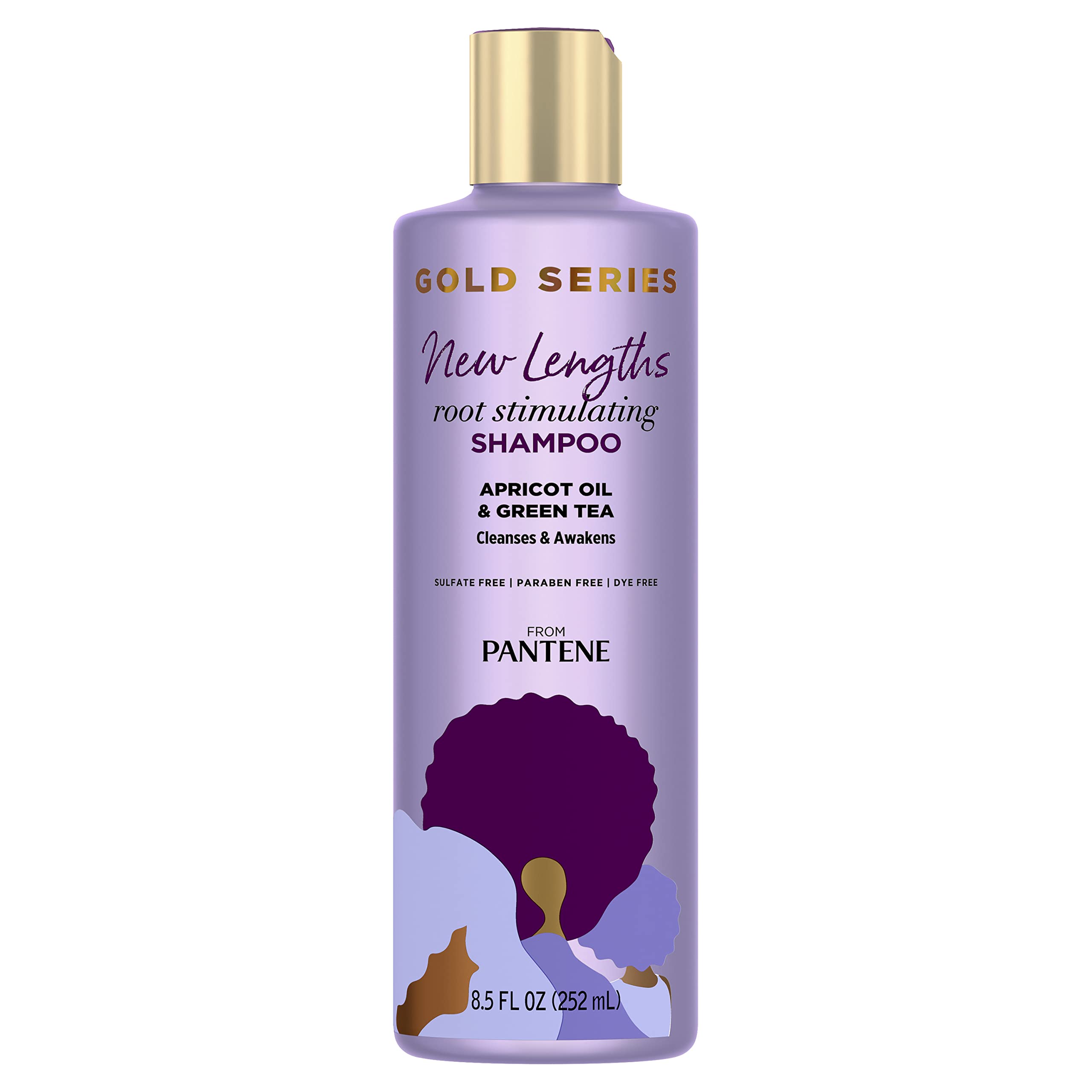 Pantene Gold Series New Lengths Root Stimulating Shampoo with Apricot Oil & Green Tea, for Natural, Textured, Curly, and Coily H