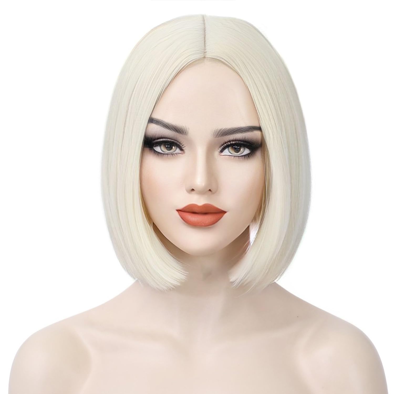 Pattnium Platinum Blonde Bob Wig For Women Short Straight Blonde Wig Blonde Bob Wig Short Bob Wigs Heat Resistant Synthetic Wig