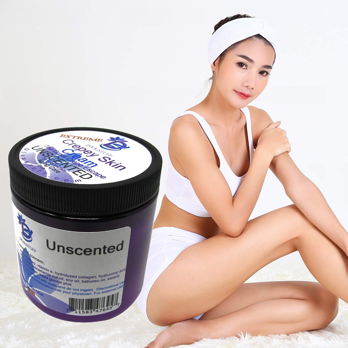 Diva Stuff Extreme Crepey Skin Body & Face Cream with Hyaluronic Acid, Alpha Hydroxy and more for Dry & Damaged Skin, 8oz - Unsc