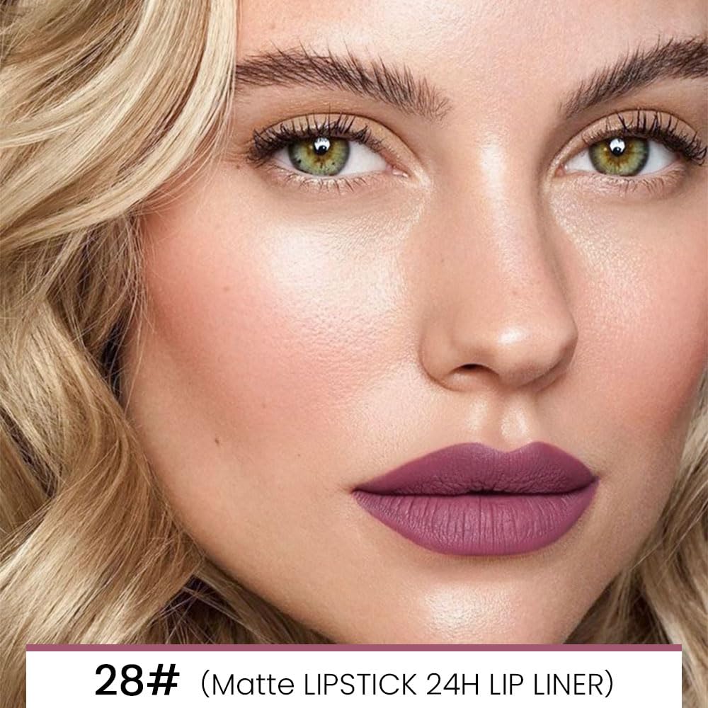 Evpct 1Pcs More Mauve Lip Liner And Lipstick Set Kit For Women, Dnm Matte Lips Kit With Lip Liner Lip Stains Long Lasting Waterp