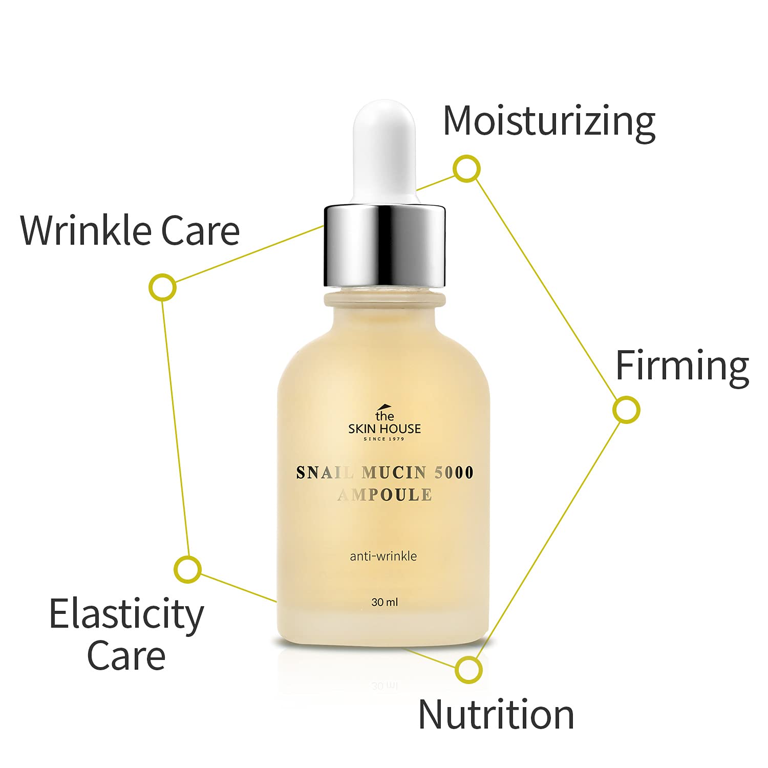 The Skin House Snail Mucin 5000 Ampoule 30ml (1.01 fl.oz) Light and watery drop texture serum, Nourishing, Moisturizing and Repl