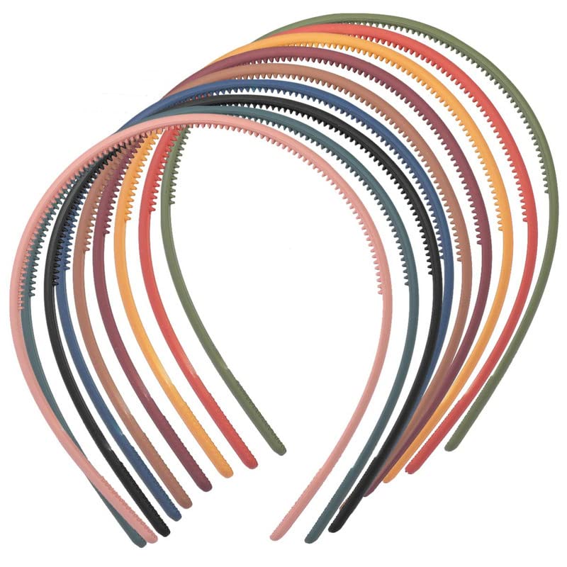 Shidara Teeth Comb Headband Plastic Plain Hair Band Solid Color NonSlip Hard Hair Hoop For Women Hair Accessories | Multi | 6 P