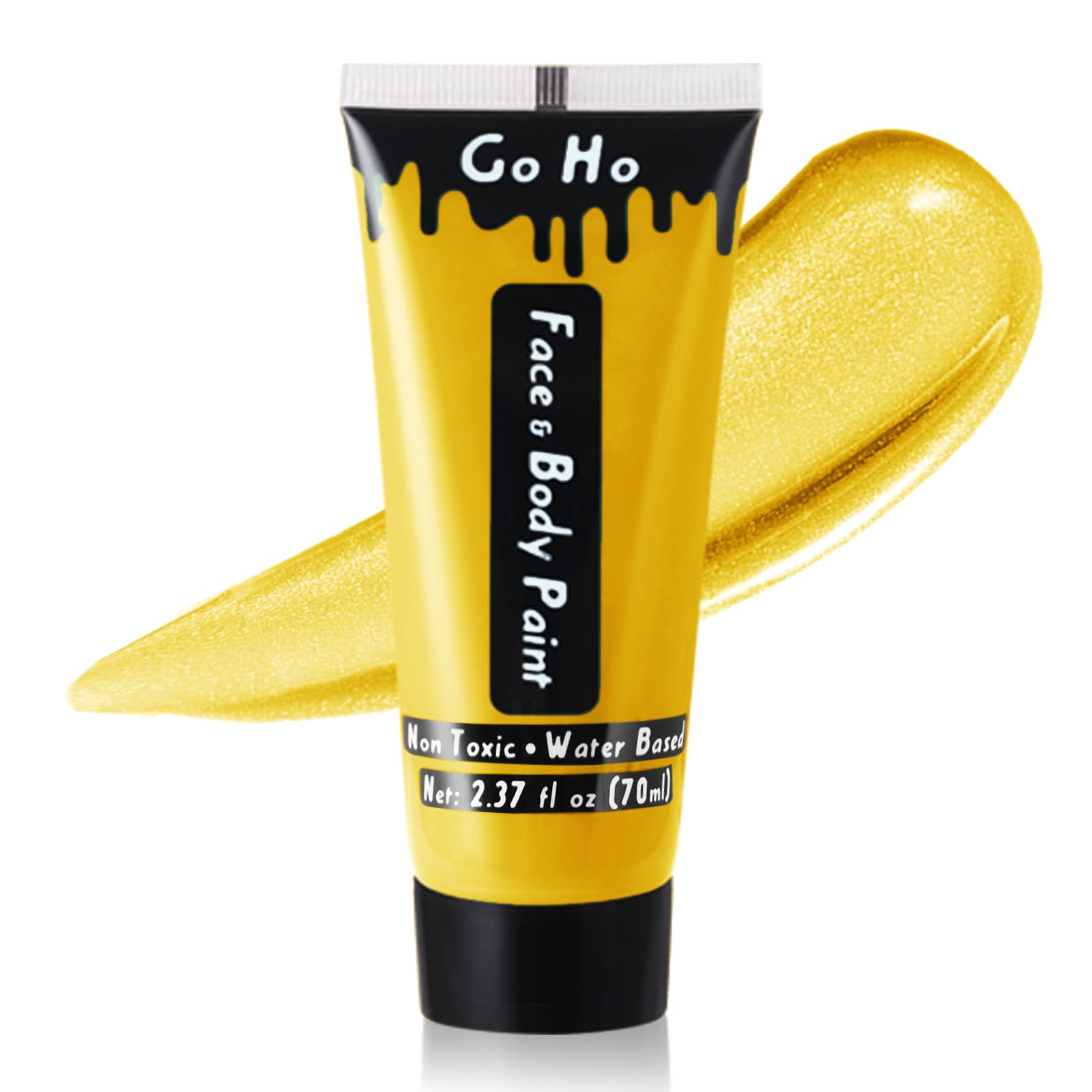 Go Ho Pearl Metallic Gold Body Paint Washable(2.37 Oz,70 Ml),Water Based Cream Pearl Gold Face Body Paint For Sfx Cosplay Costum