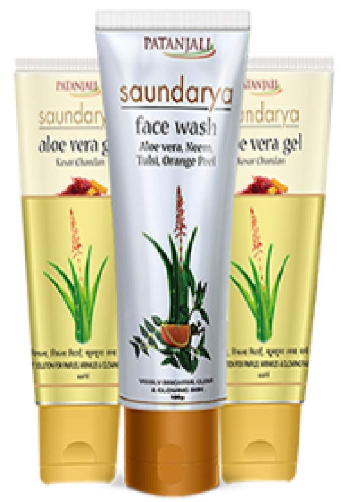 Patanjali Saundary Combo Of Face Wash (1) & Alevera Kesar Gel (2) For Skin Care
