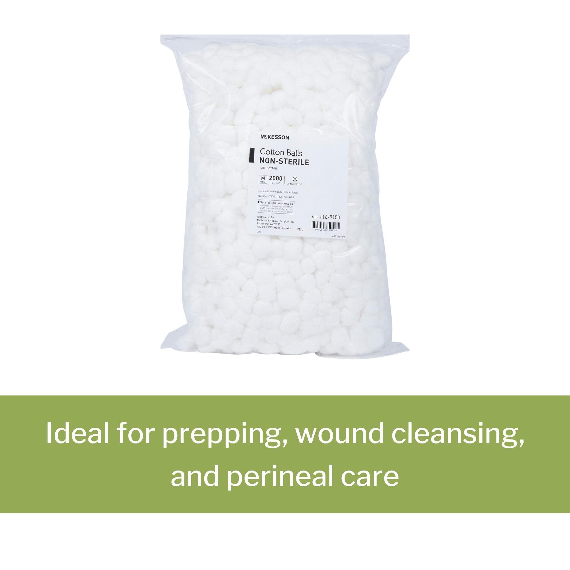 McKesson Cotton Balls, Non-Sterile, Maximum Absorbency, Medium, 2000 Count, 1 Pack