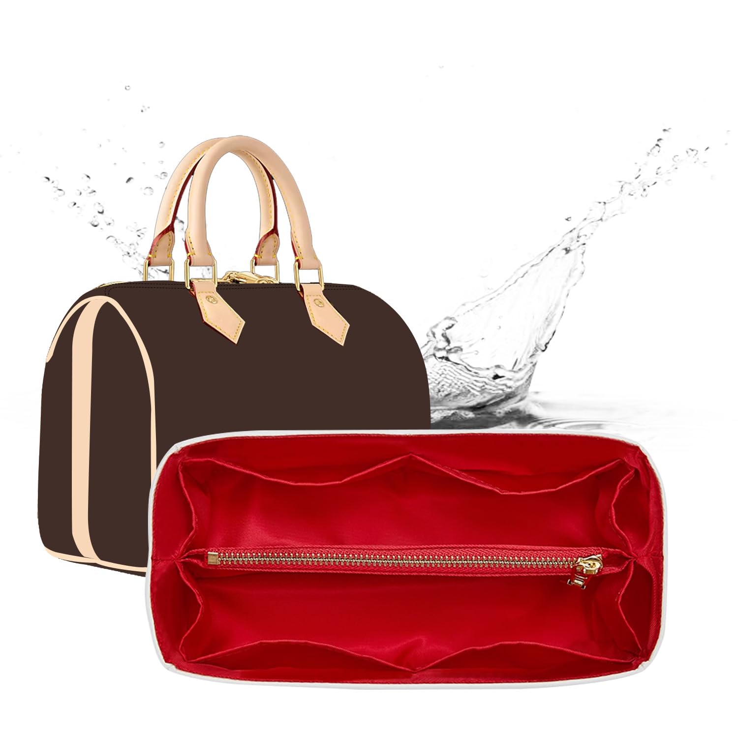 Doxo DupontPaper Purse Organizer Insert Compatible with LV Speedy 20, Lightweight Waterproof Handbag Insert Shaper Protector, Mu