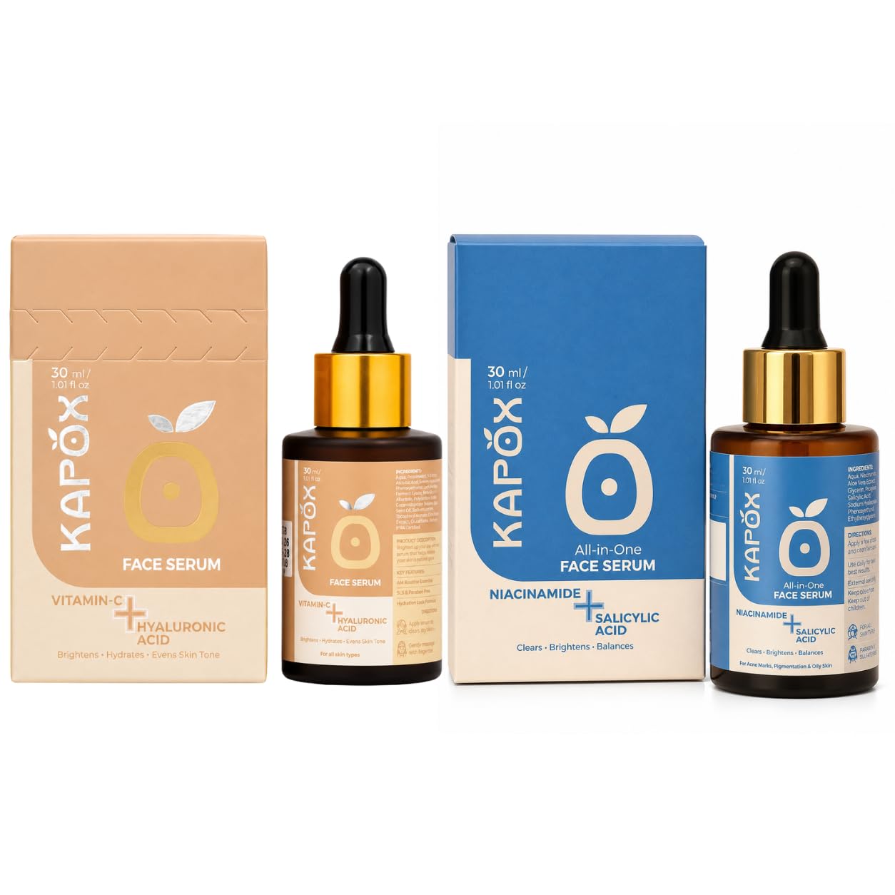 Vitamin C + All In One Face Serum Combo For Glowing Skin | Brightening, Hydrating & Anti Pigmentation | Reduces Dark Spots | Ski