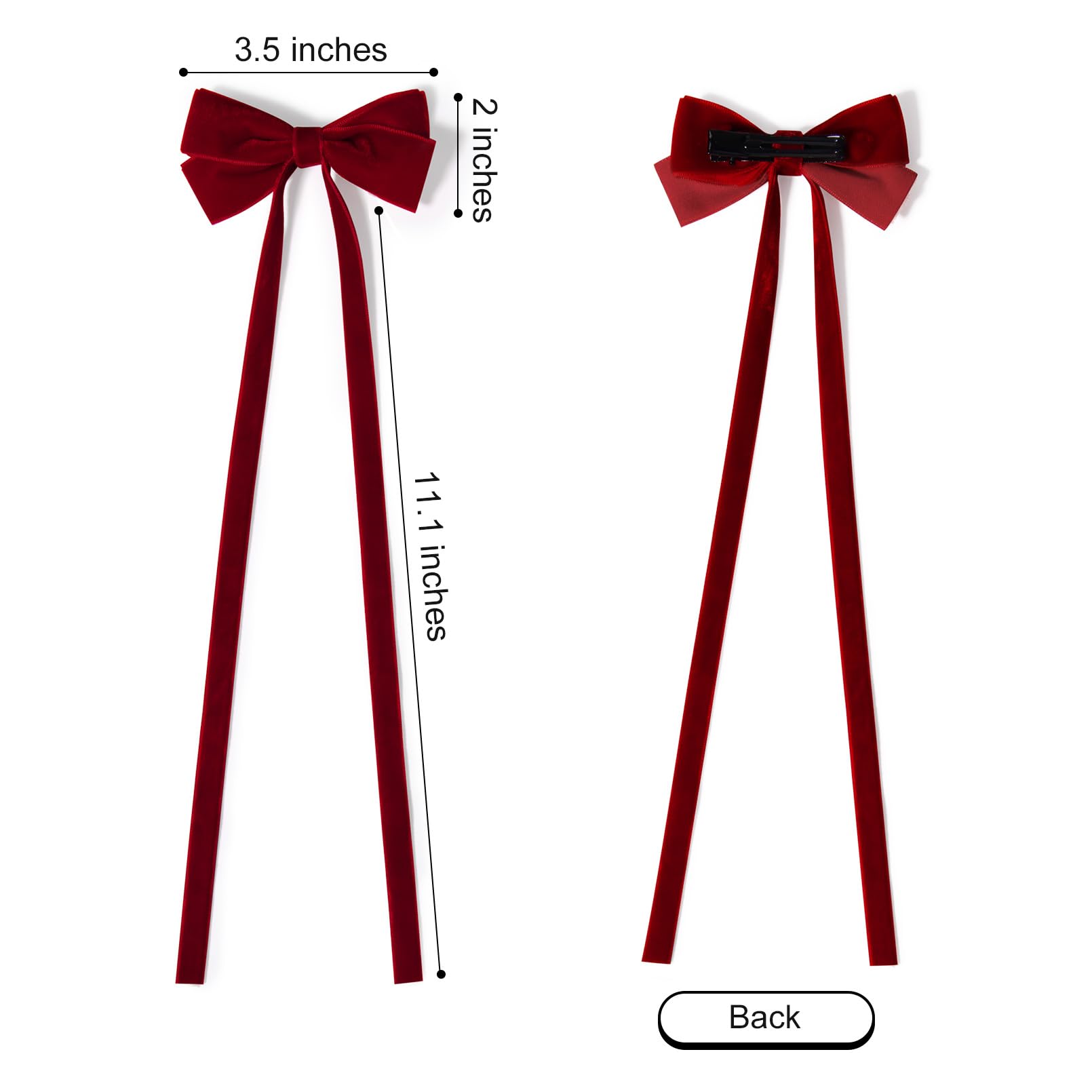6Pcs Velvet Hair Bows Ribbon Hair Clip Ponytail Holder Accessories Slides Metal Clips Hair Bow For Women Girls Toddlers Teens Ki