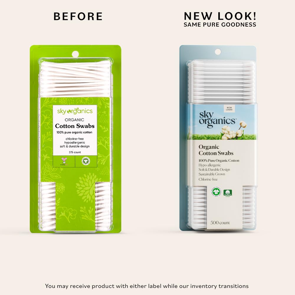Sky Organics - Organic Cotton Swabs, 1500 ct. - Ultra Soft Tips - Strong & Durable - Hypoallergenic - Chlorine Free - Sustainabl